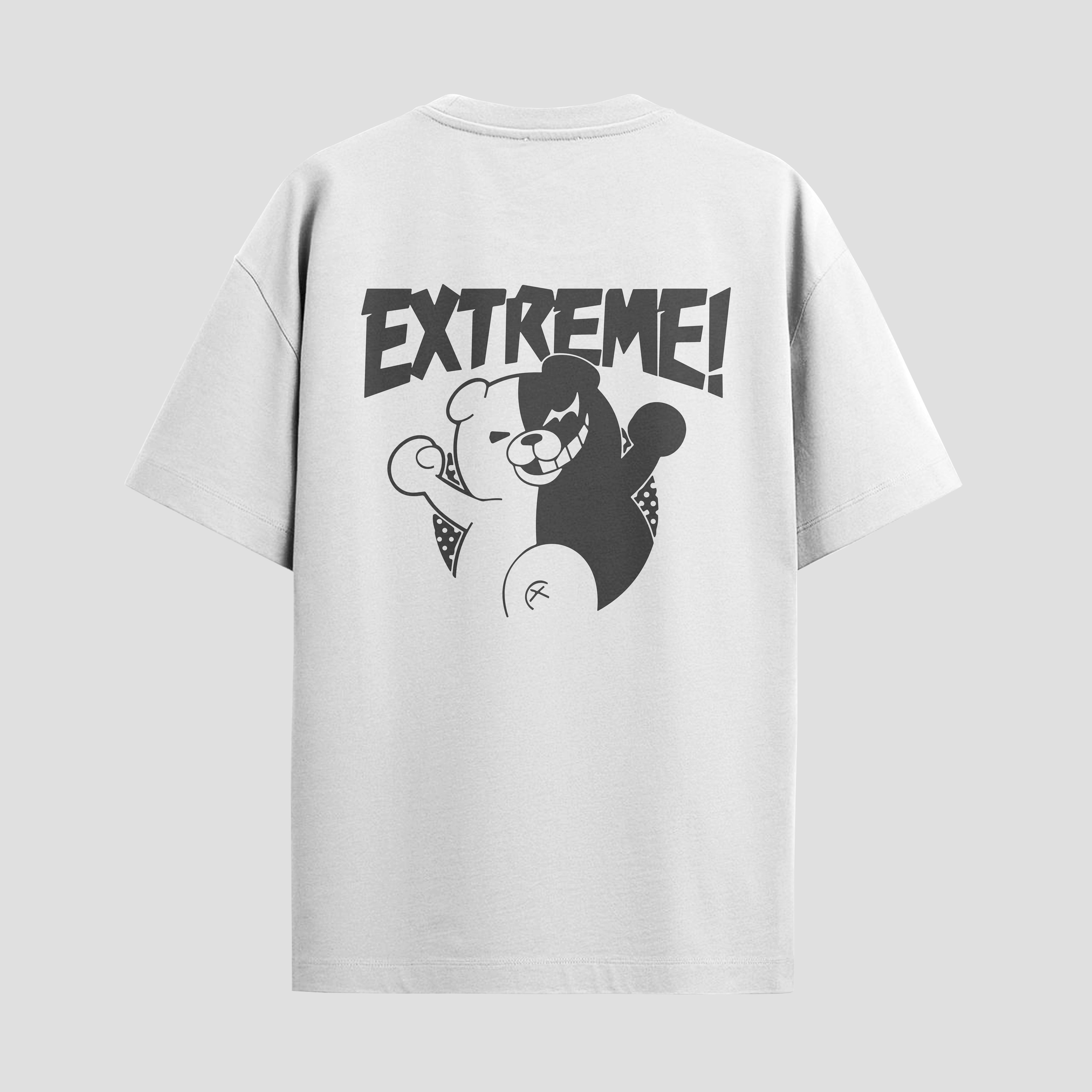 Playera urbana de anime y gaming ExtraLife MX, corte Standard Fit unisex ligero y transpirable en color Deep Black y Pure White, ropa de uso diario para gym y casual.