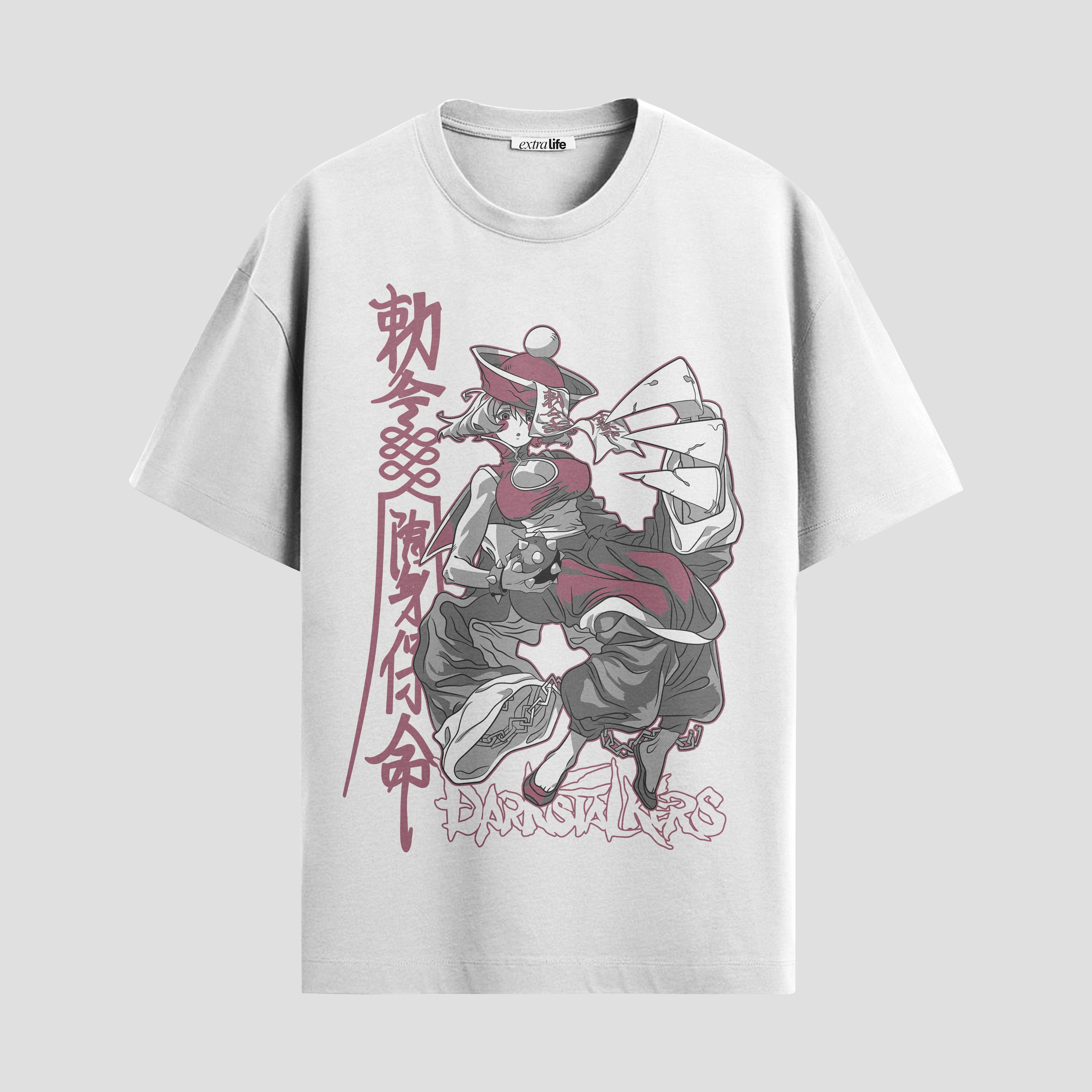 Playera urbana de anime y gaming ExtraLife MX, corte Standard Fit unisex ligero y transpirable en color Deep Black y Pure White, ropa de uso diario para gym y casual.