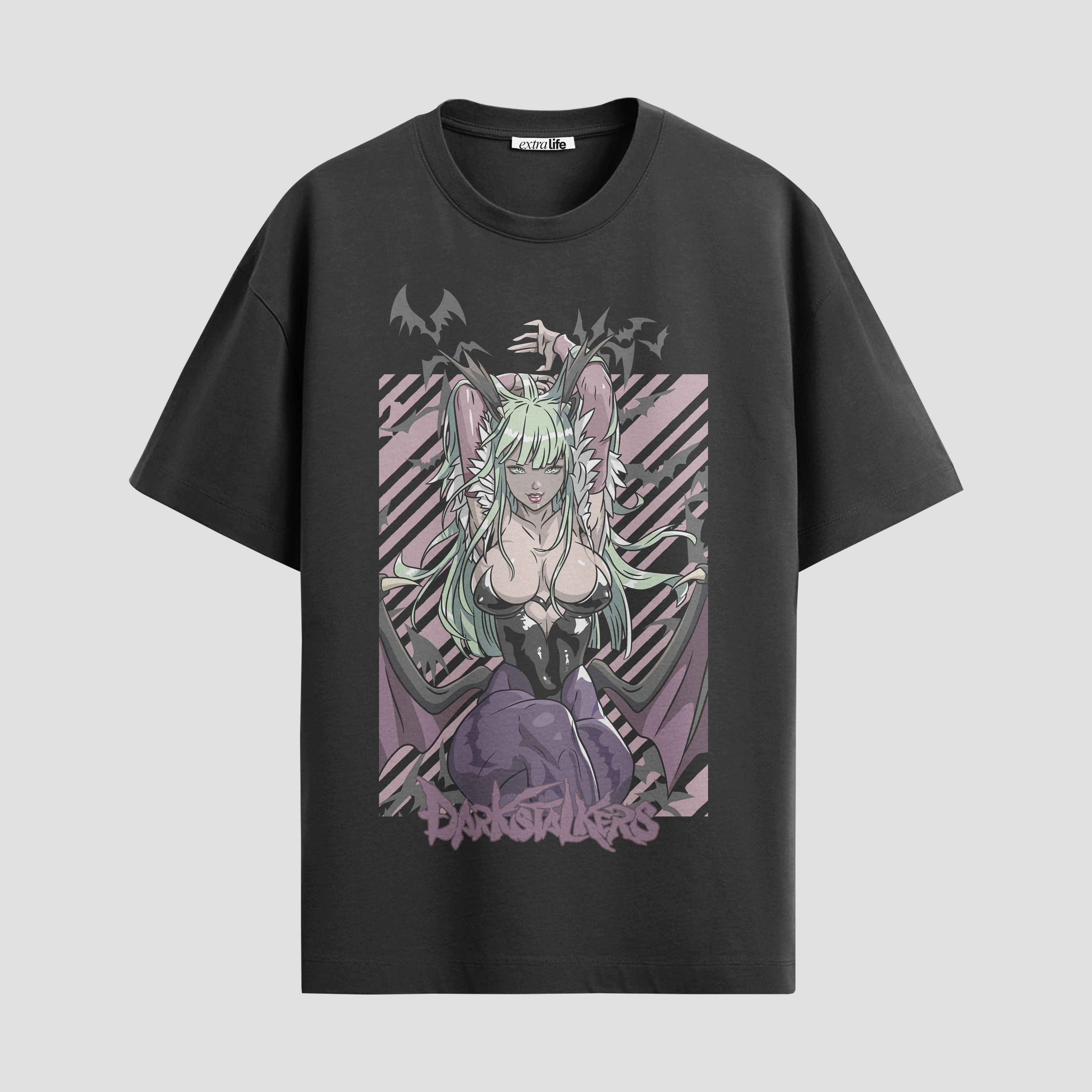 Playera urbana de anime y gaming ExtraLife MX, corte Standard Fit unisex ligero y transpirable en color Deep Black y Pure White, ropa de uso diario para gym y casual.