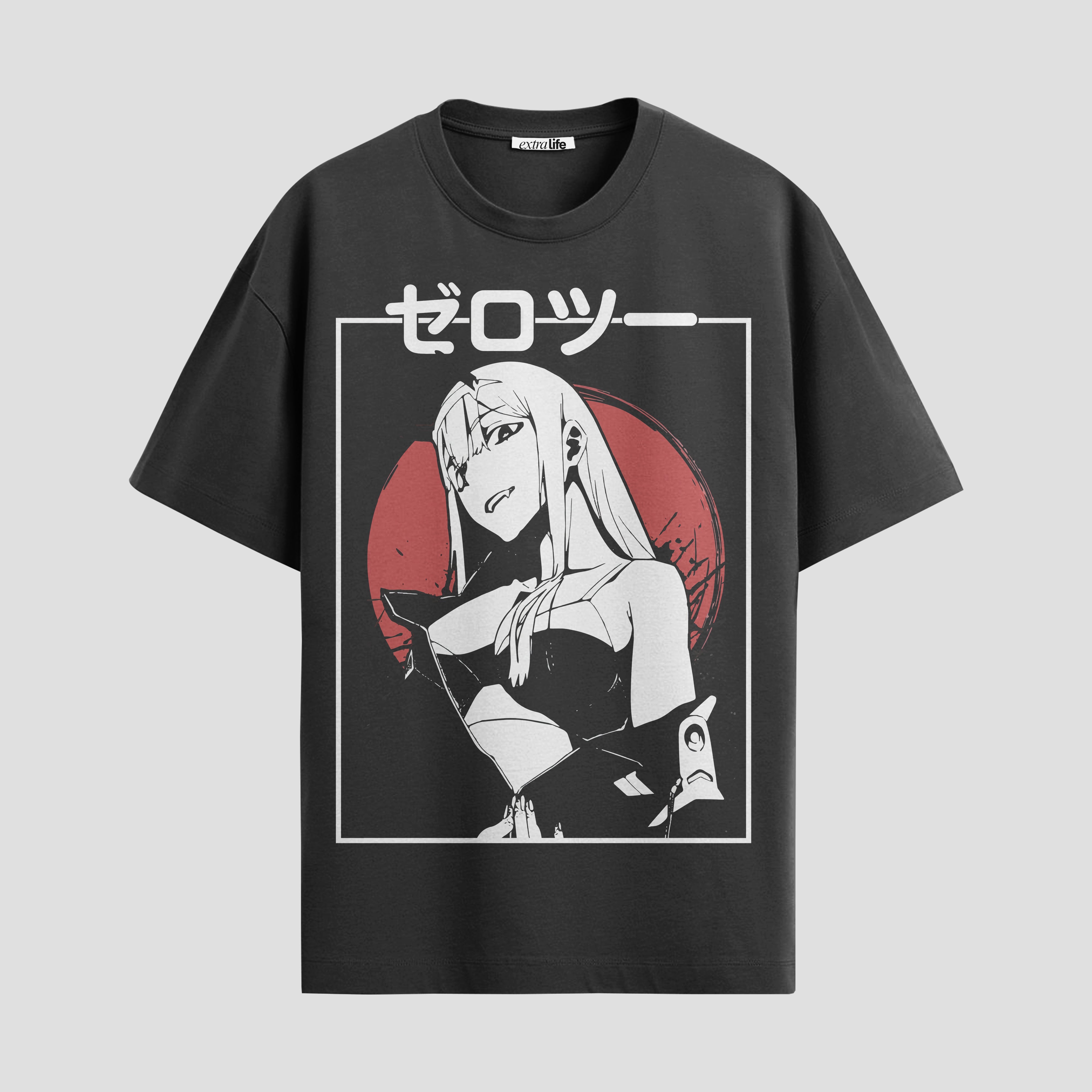 Playera urbana de anime y gaming ExtraLife MX, corte Standard Fit unisex ligero y transpirable en color Deep Black y Pure White, ropa de uso diario para gym y casual.
