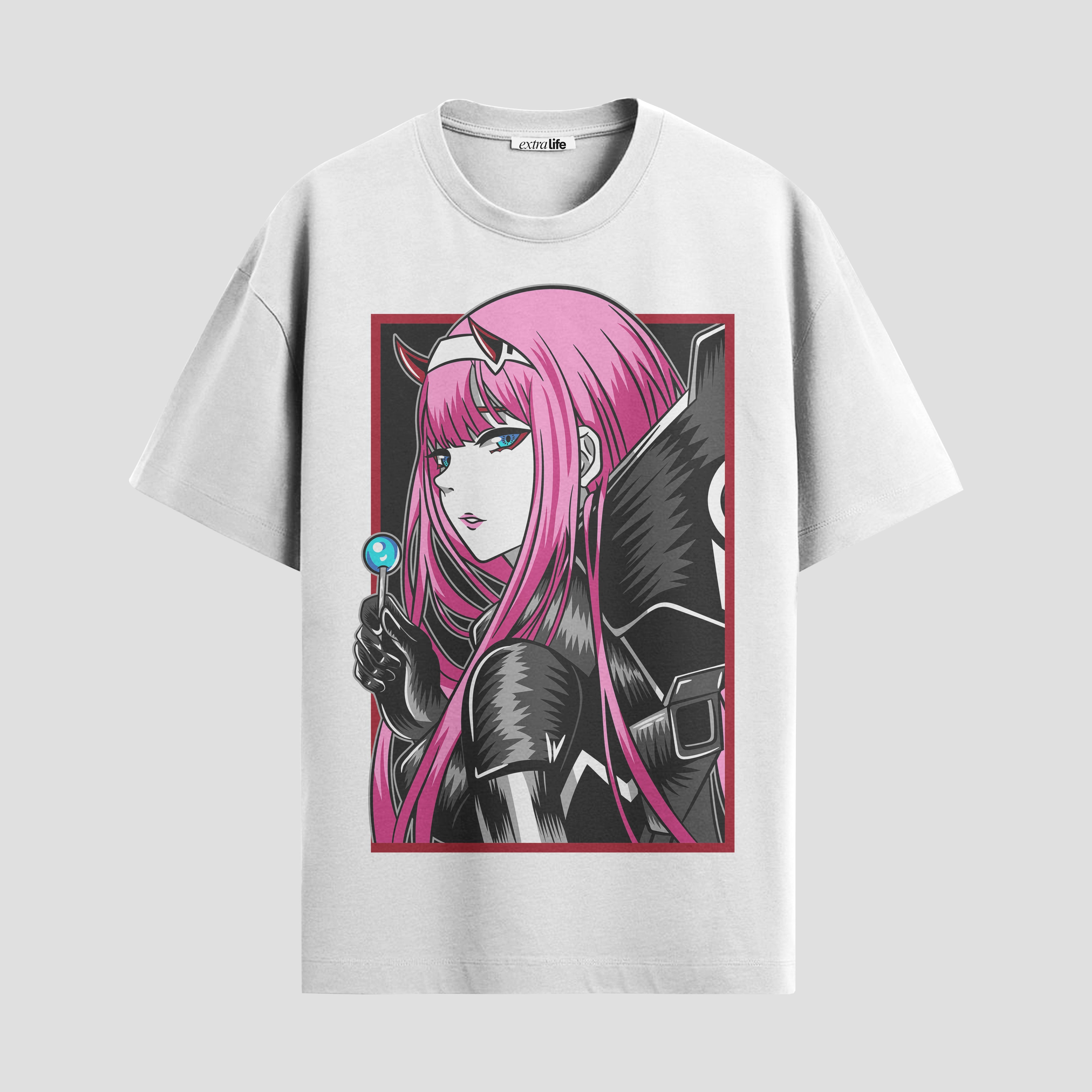Playera urbana de anime y gaming ExtraLife MX, corte Standard Fit unisex ligero y transpirable en color Deep Black y Pure White, ropa de uso diario para gym y casual.