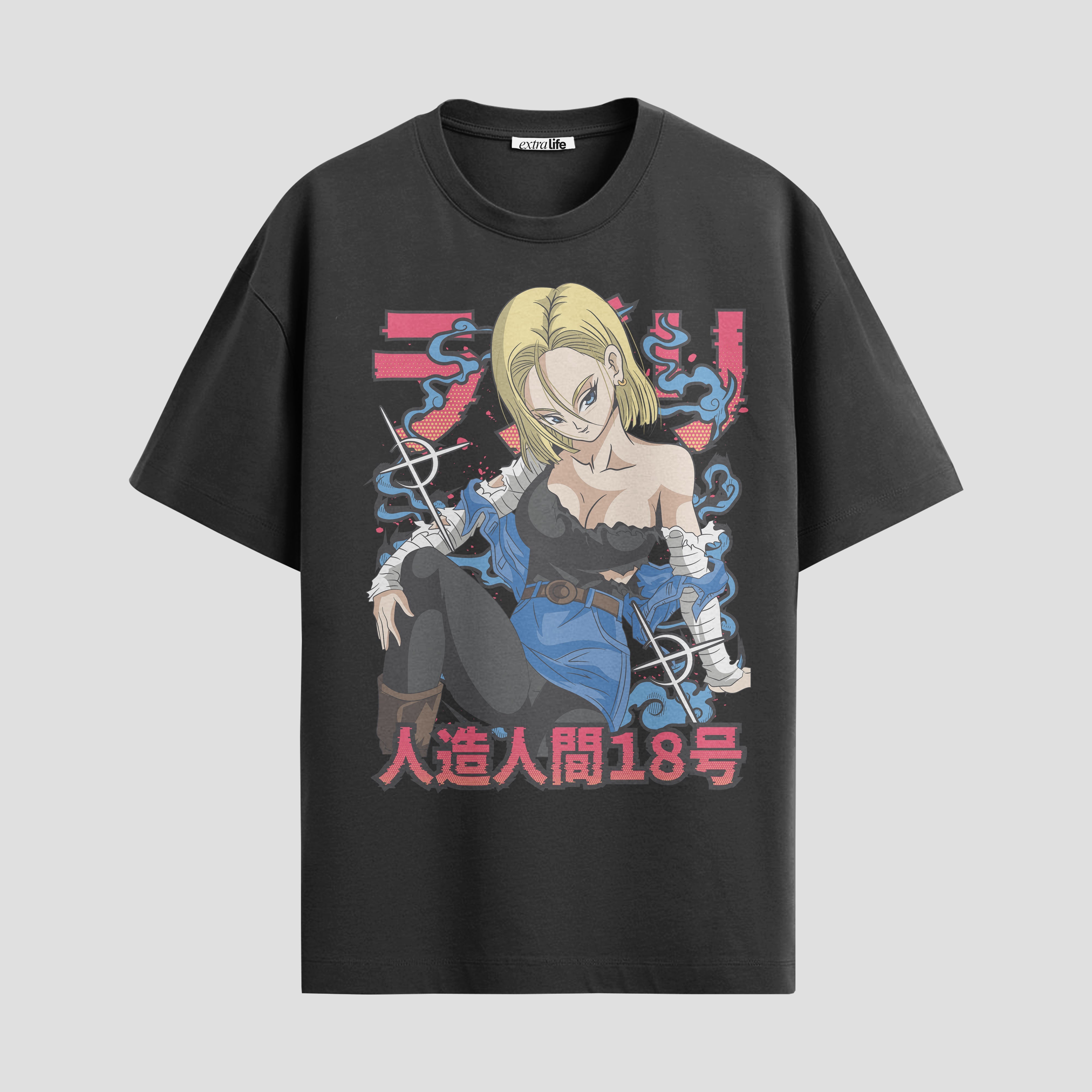 Playera urbana de anime y gaming ExtraLife MX, corte Standard Fit unisex ligero y transpirable en color Deep Black y Pure White, ropa de uso diario para gym y casual.
