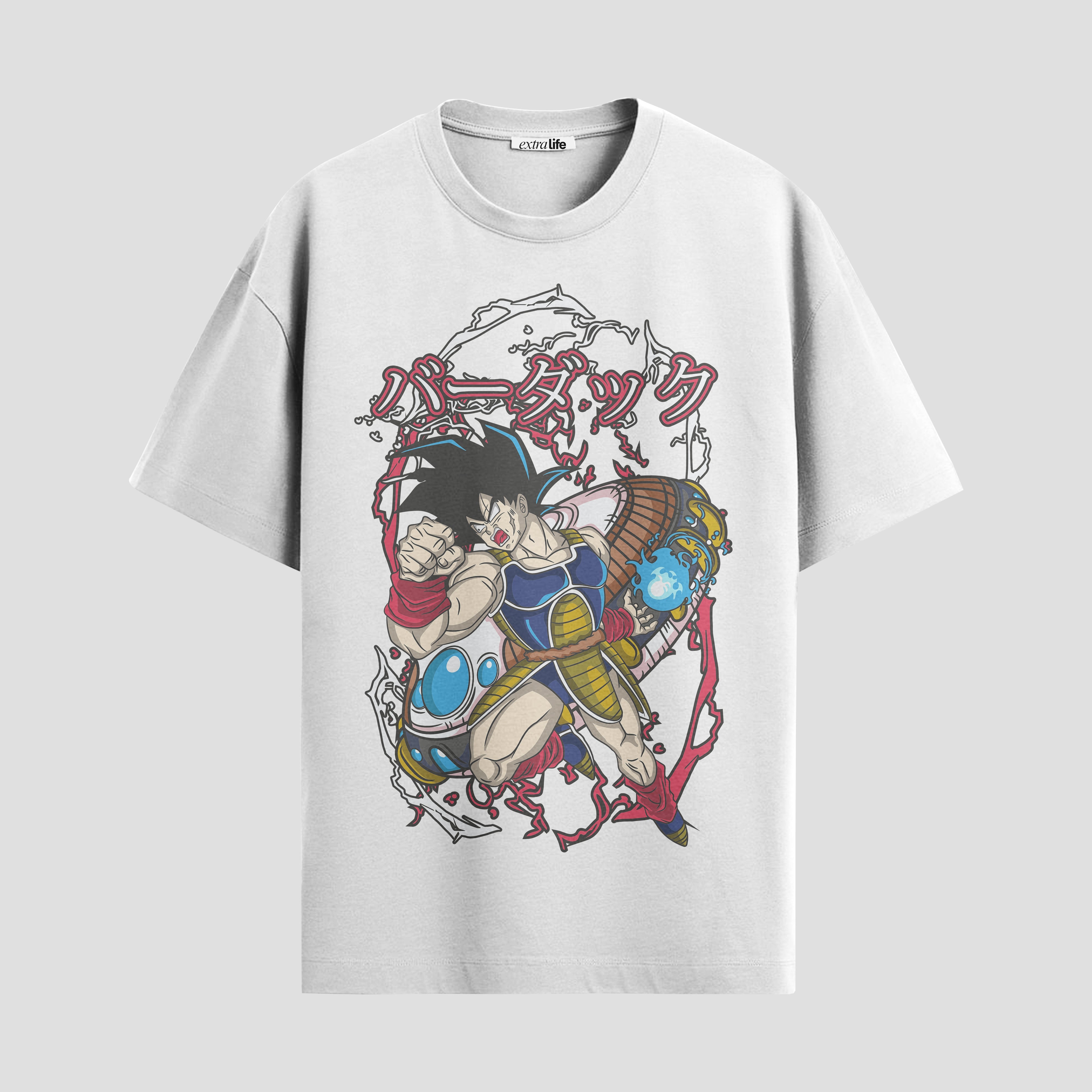 Playera urbana de anime y gaming ExtraLife MX, corte Standard Fit unisex ligero y transpirable en color Deep Black y Pure White, ropa de uso diario para gym y casual.