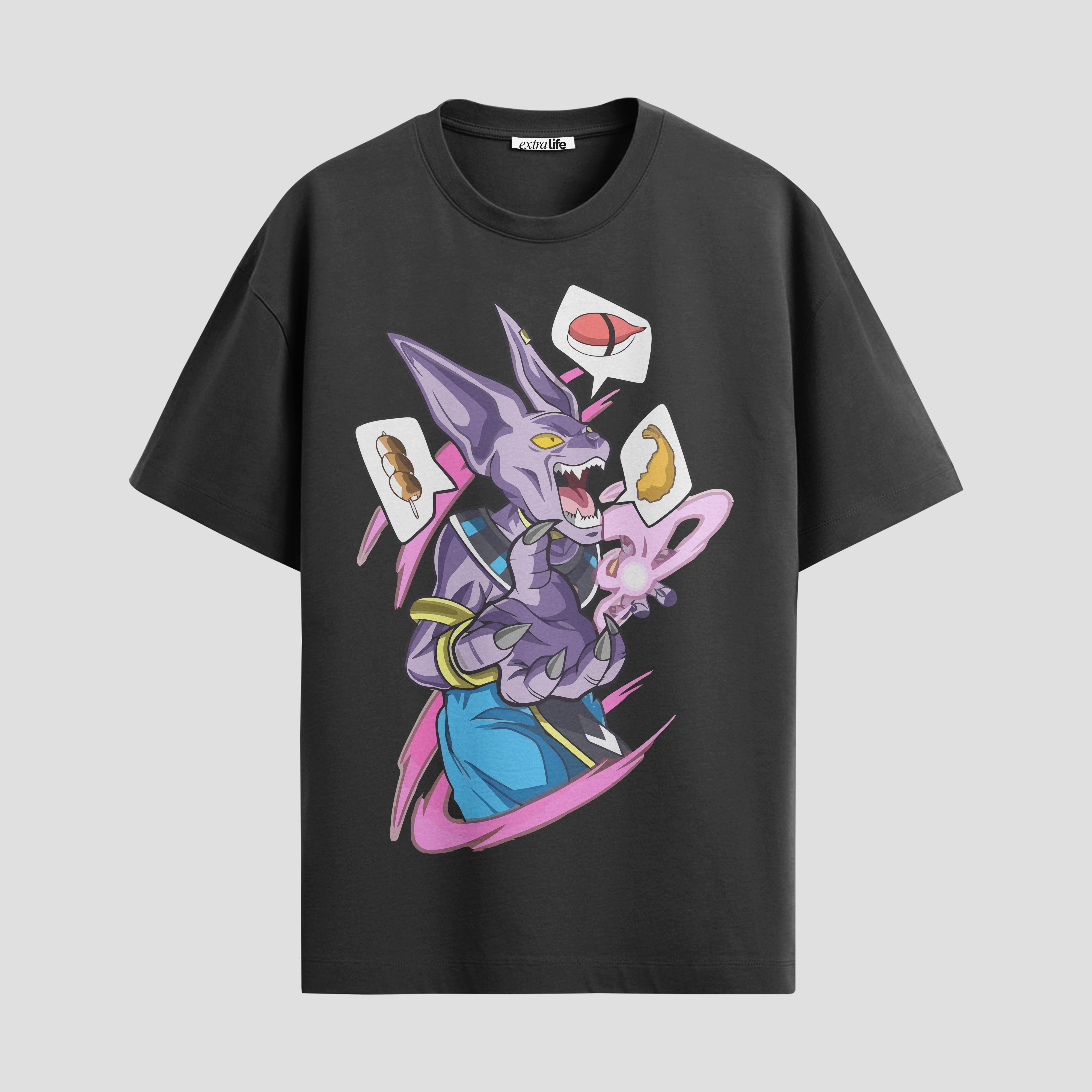 Playera urbana de anime y gaming ExtraLife MX, corte Standard Fit unisex ligero y transpirable en color Deep Black y Pure White, ropa de uso diario para gym y casual.
