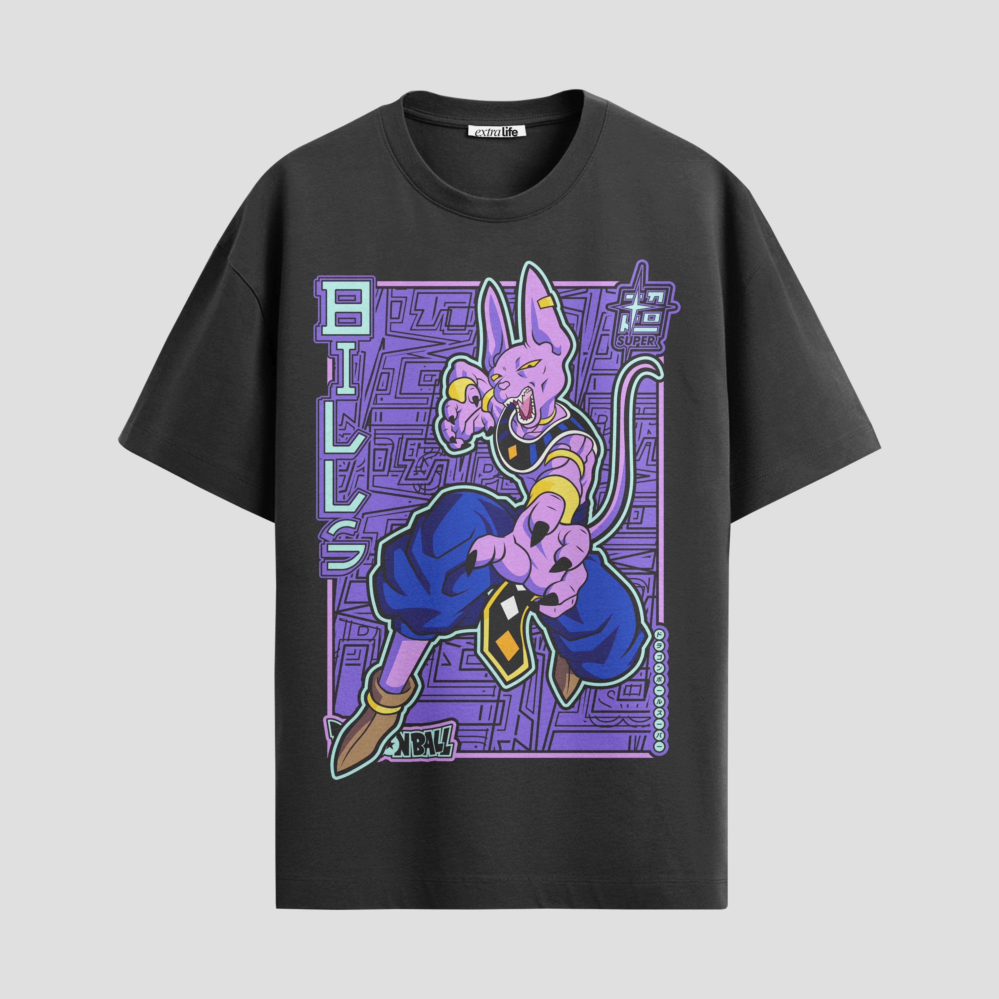 Playera urbana de anime y gaming ExtraLife MX, corte Standard Fit unisex ligero y transpirable en color Deep Black y Pure White, ropa de uso diario para gym y casual.