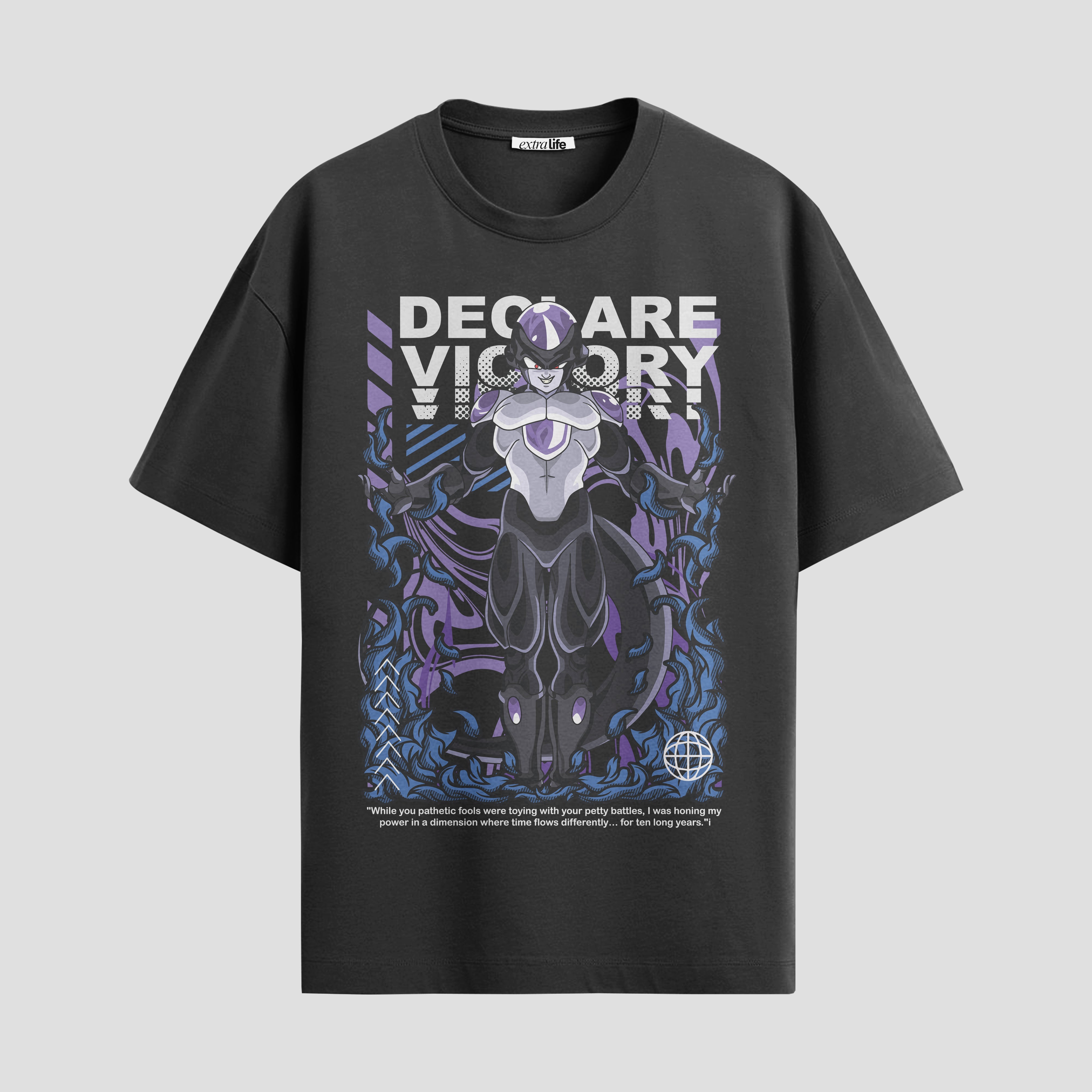 Playera urbana de anime y gaming ExtraLife MX, corte Standard Fit unisex ligero y transpirable en color Deep Black y Pure White, ropa de uso diario para gym y casual.