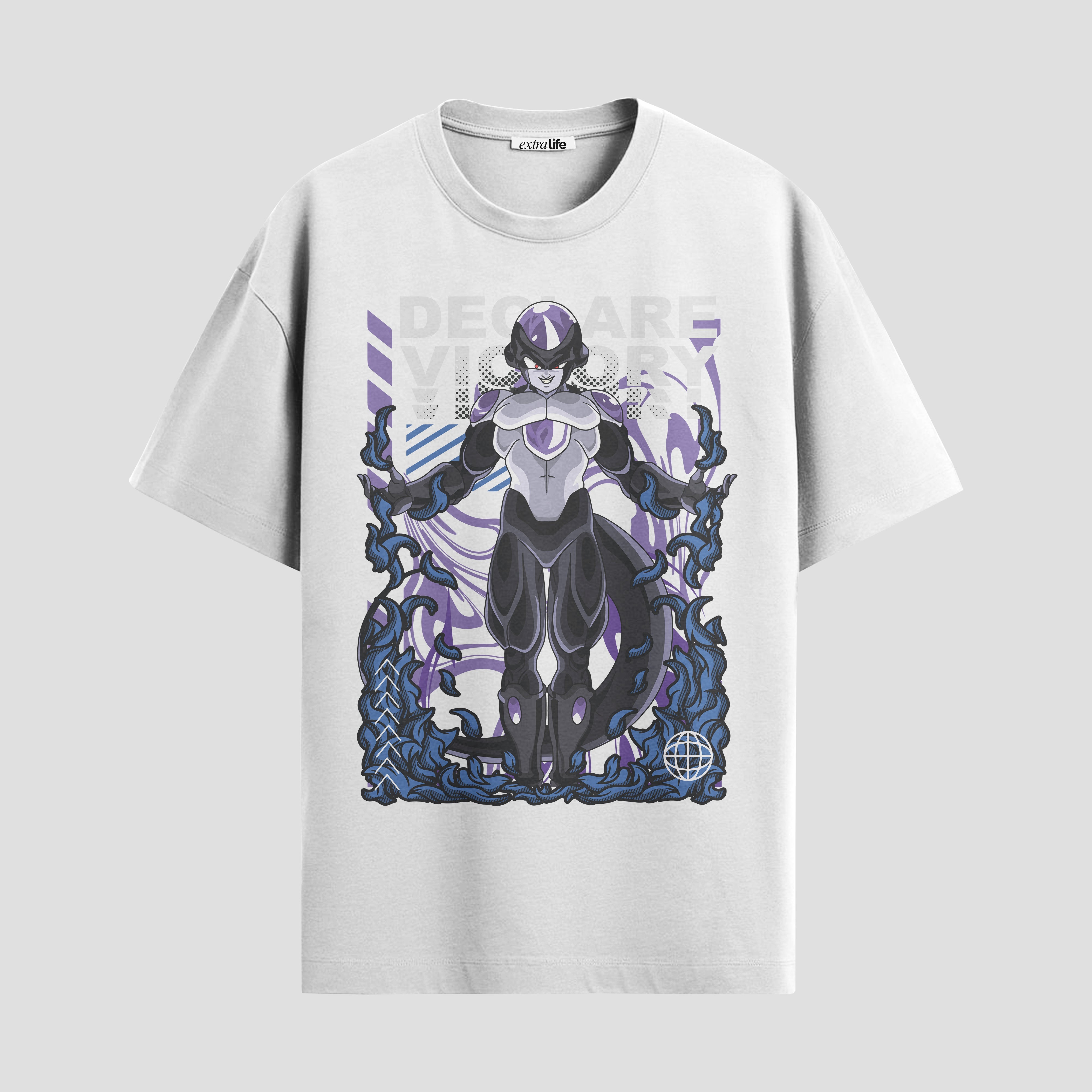 Playera urbana de anime y gaming ExtraLife MX, corte Standard Fit unisex ligero y transpirable en color Deep Black y Pure White, ropa de uso diario para gym y casual.