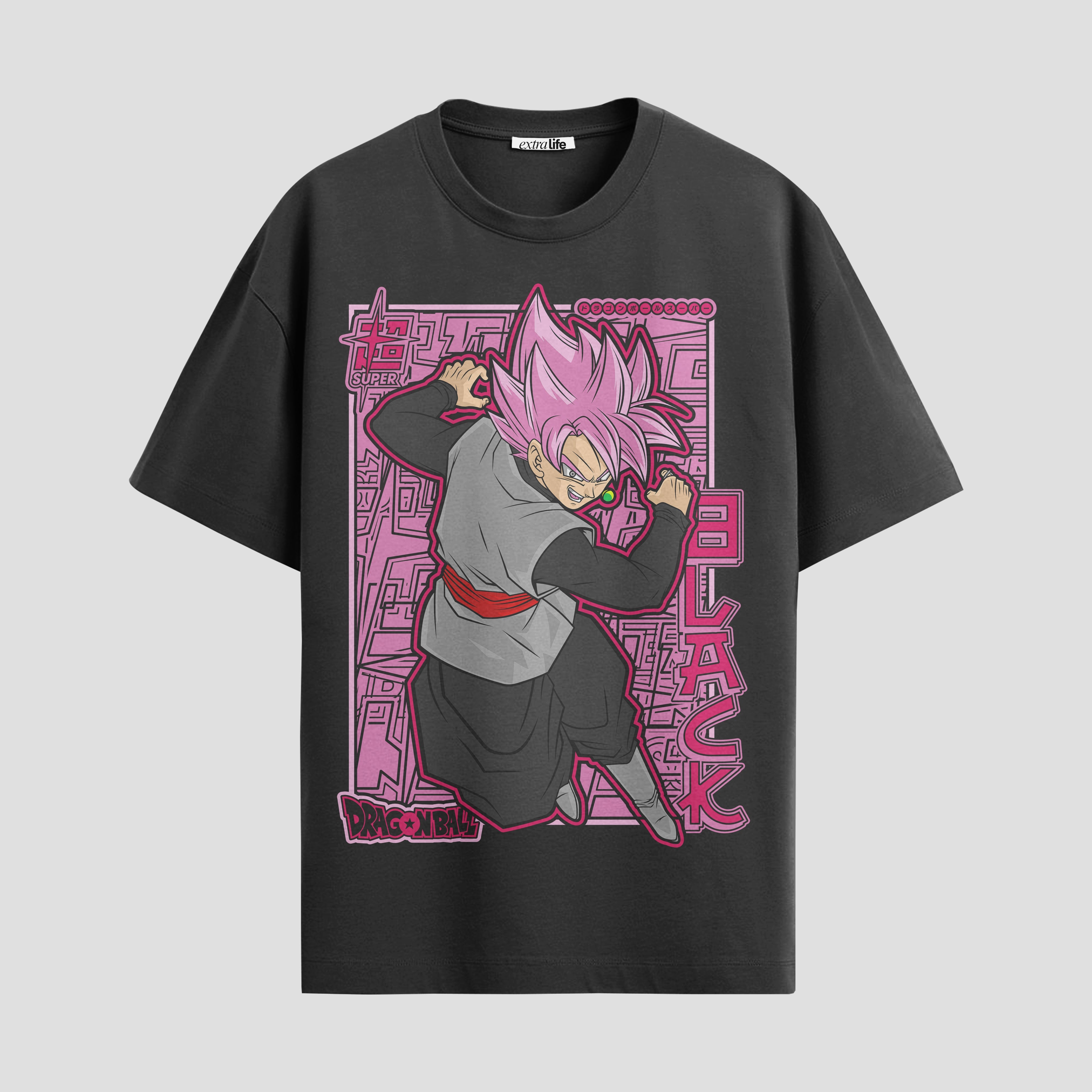 Playera urbana de anime y gaming ExtraLife MX, corte Standard Fit unisex ligero y transpirable en color Deep Black y Pure White, ropa de uso diario para gym y casual.