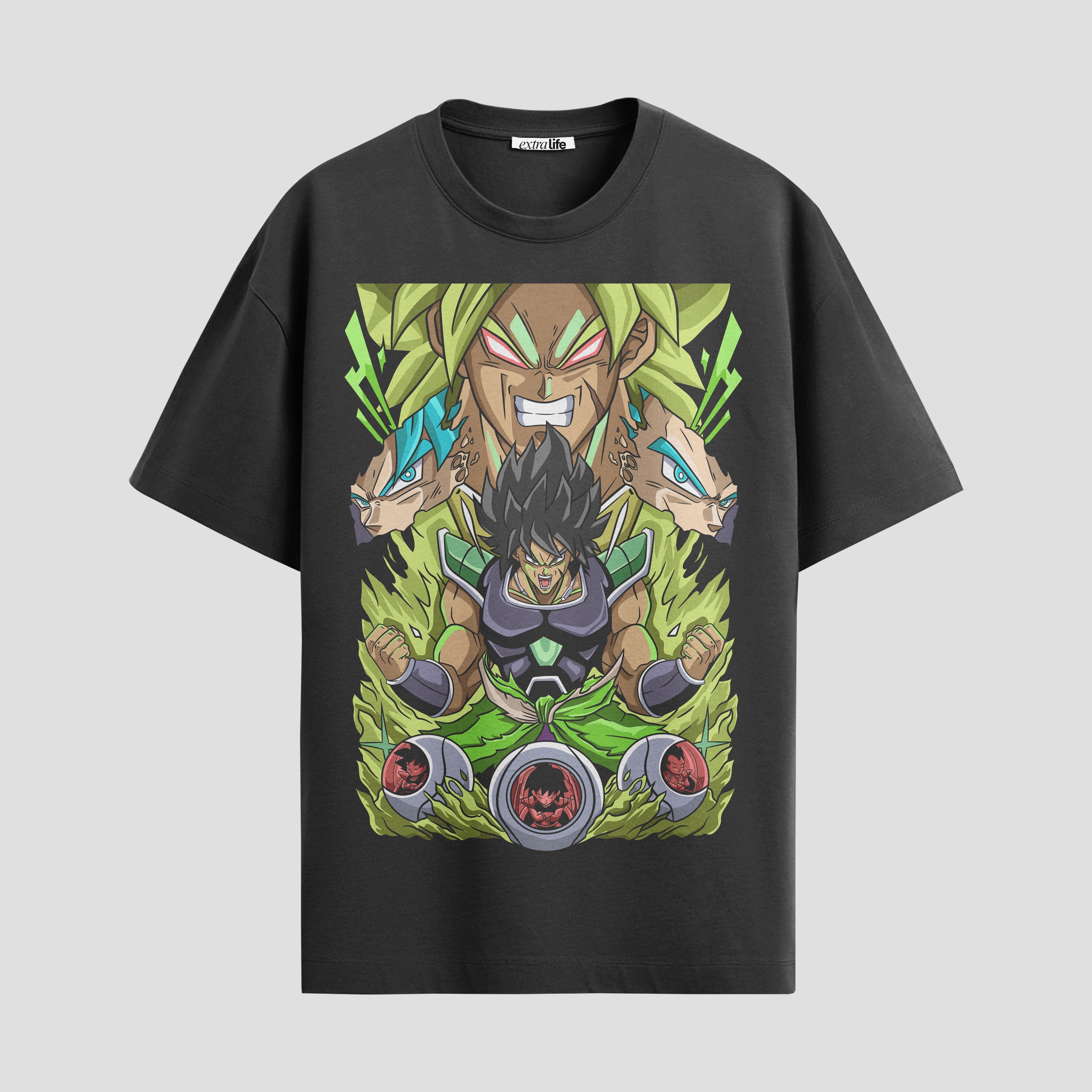 Playera urbana de anime y gaming ExtraLife MX, corte Standard Fit unisex ligero y transpirable en color Deep Black y Pure White, ropa de uso diario para gym y casual.