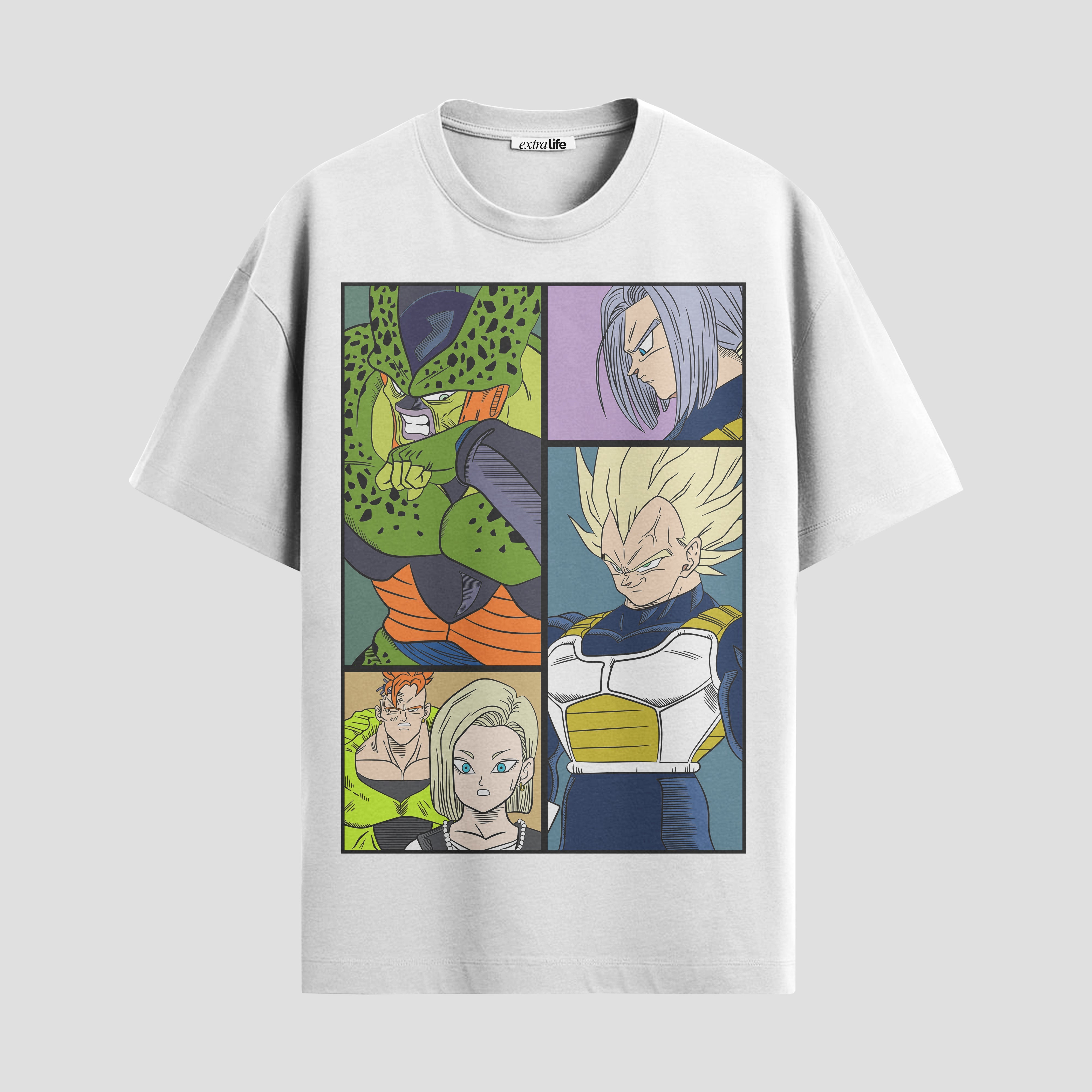 Playera urbana de anime y gaming ExtraLife MX, corte Standard Fit unisex ligero y transpirable en color Deep Black y Pure White, ropa de uso diario para gym y casual.