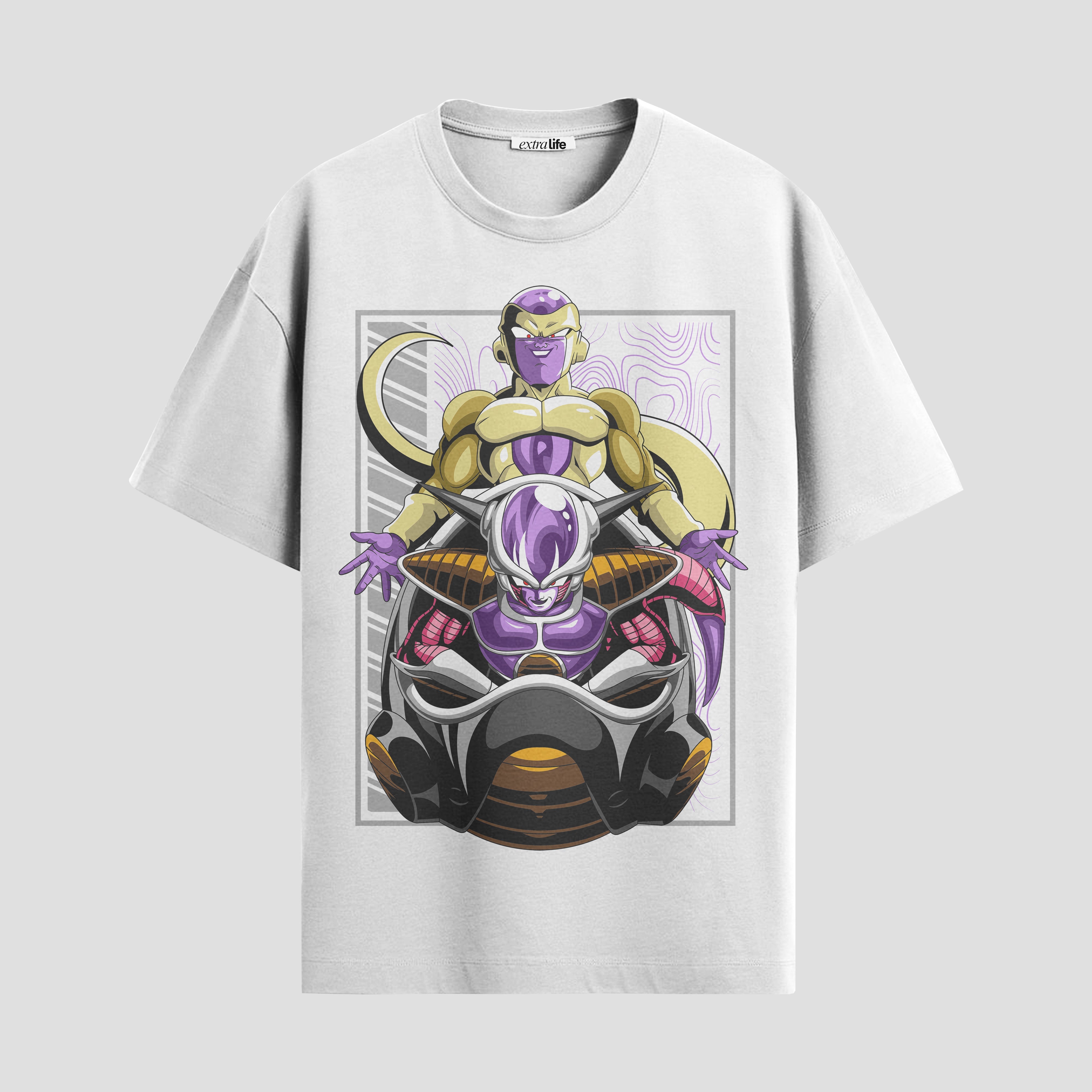 Playera urbana de anime y gaming ExtraLife MX, corte Standard Fit unisex ligero y transpirable en color Deep Black y Pure White, ropa de uso diario para gym y casual.