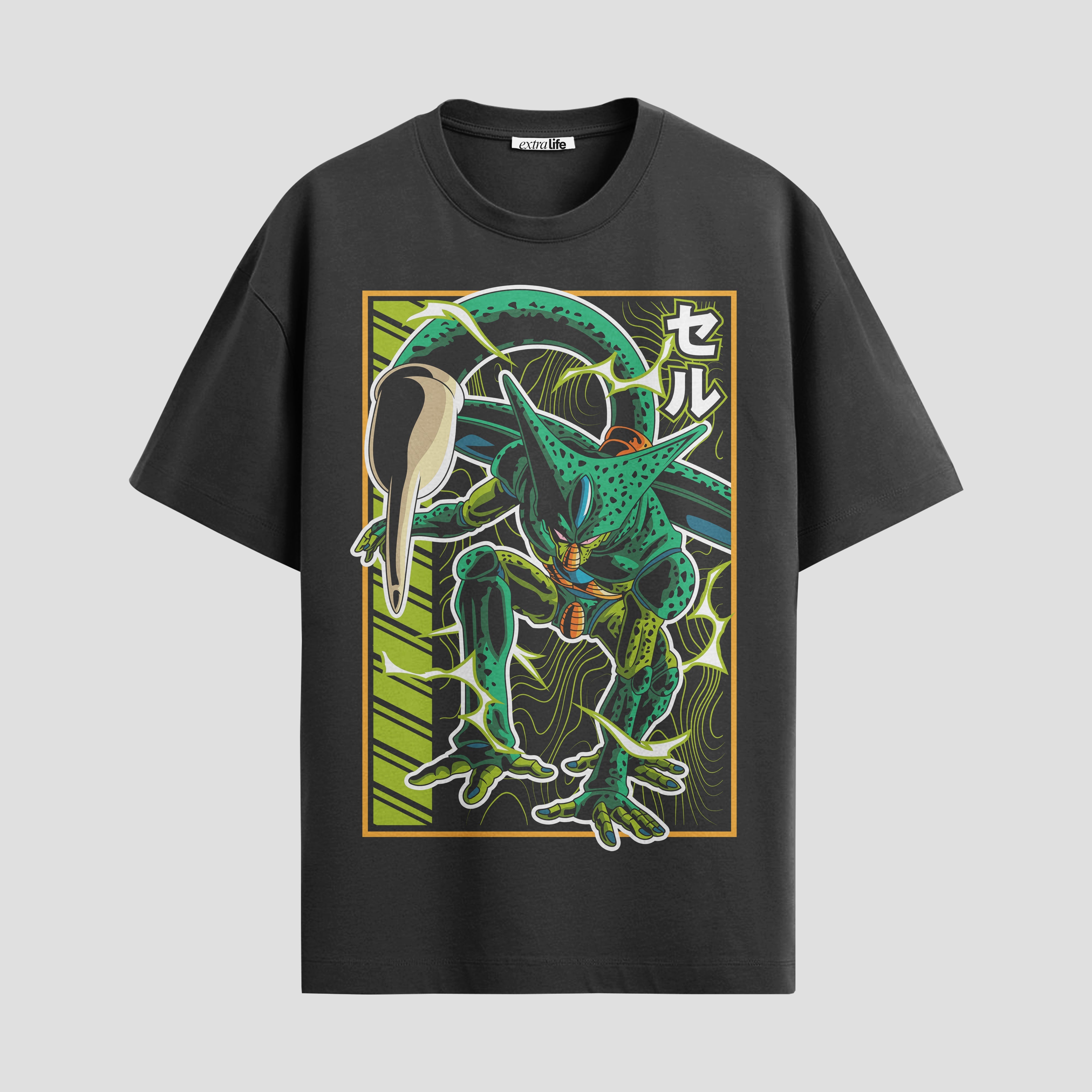 Playera urbana de anime y gaming ExtraLife MX, corte Standard Fit unisex ligero y transpirable en color Deep Black y Pure White, ropa de uso diario para gym y casual.
