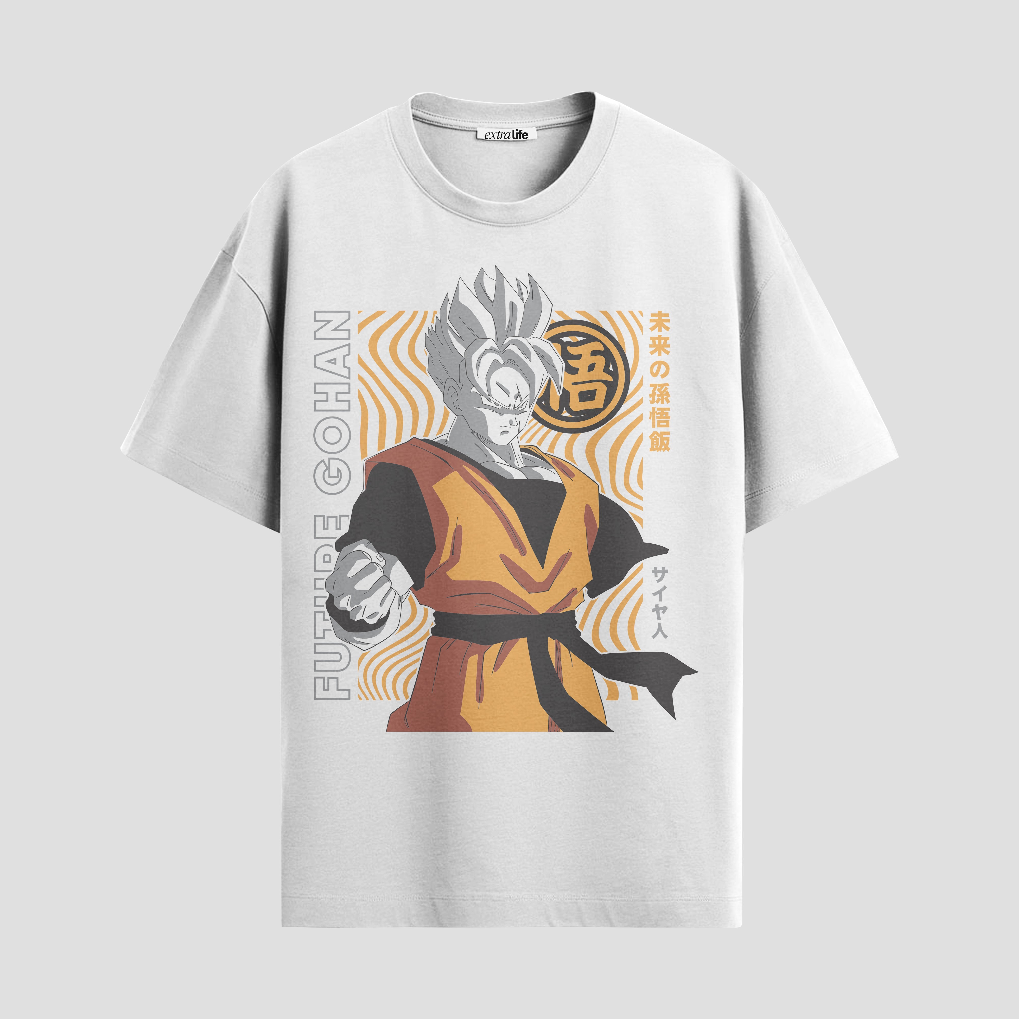 Playera urbana de anime y gaming ExtraLife MX, corte Standard Fit unisex ligero y transpirable en color Deep Black y Pure White, ropa de uso diario para gym y casual.