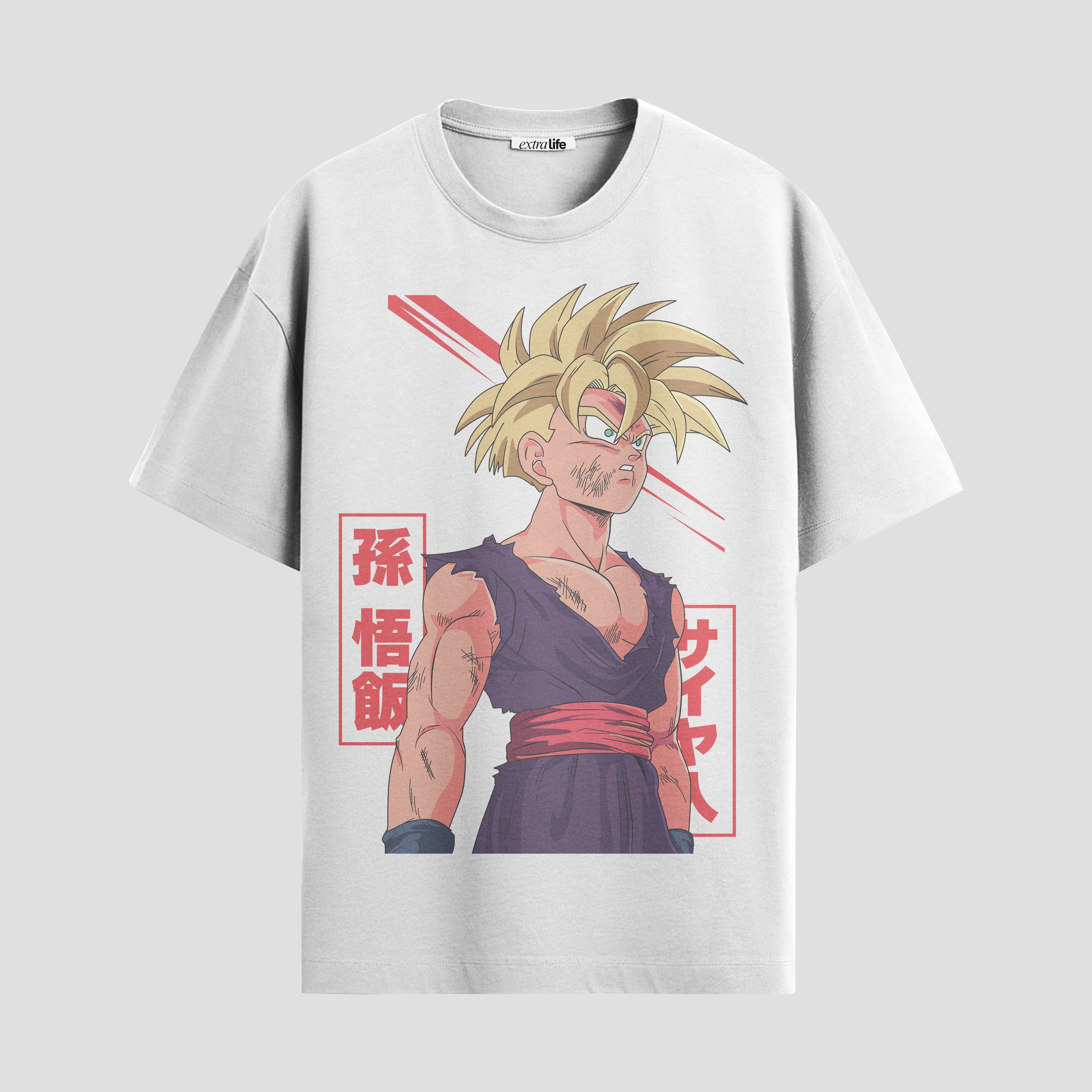 Playera urbana de anime y gaming ExtraLife MX, corte Standard Fit unisex ligero y transpirable en color Deep Black y Pure White, ropa de uso diario para gym y casual.