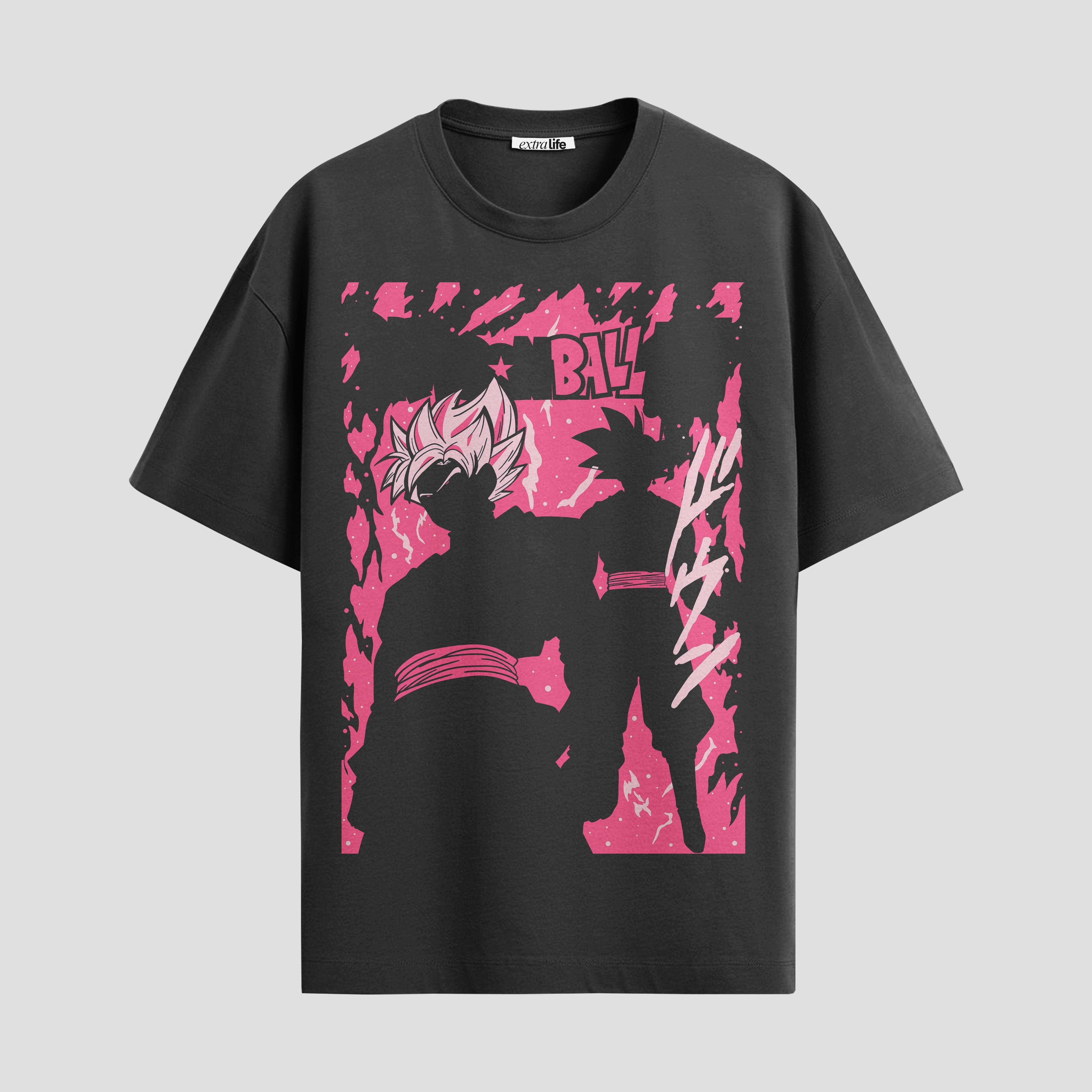 Playera urbana de anime y gaming ExtraLife MX, corte Standard Fit unisex ligero y transpirable en color Deep Black y Pure White, ropa de uso diario para gym y casual.