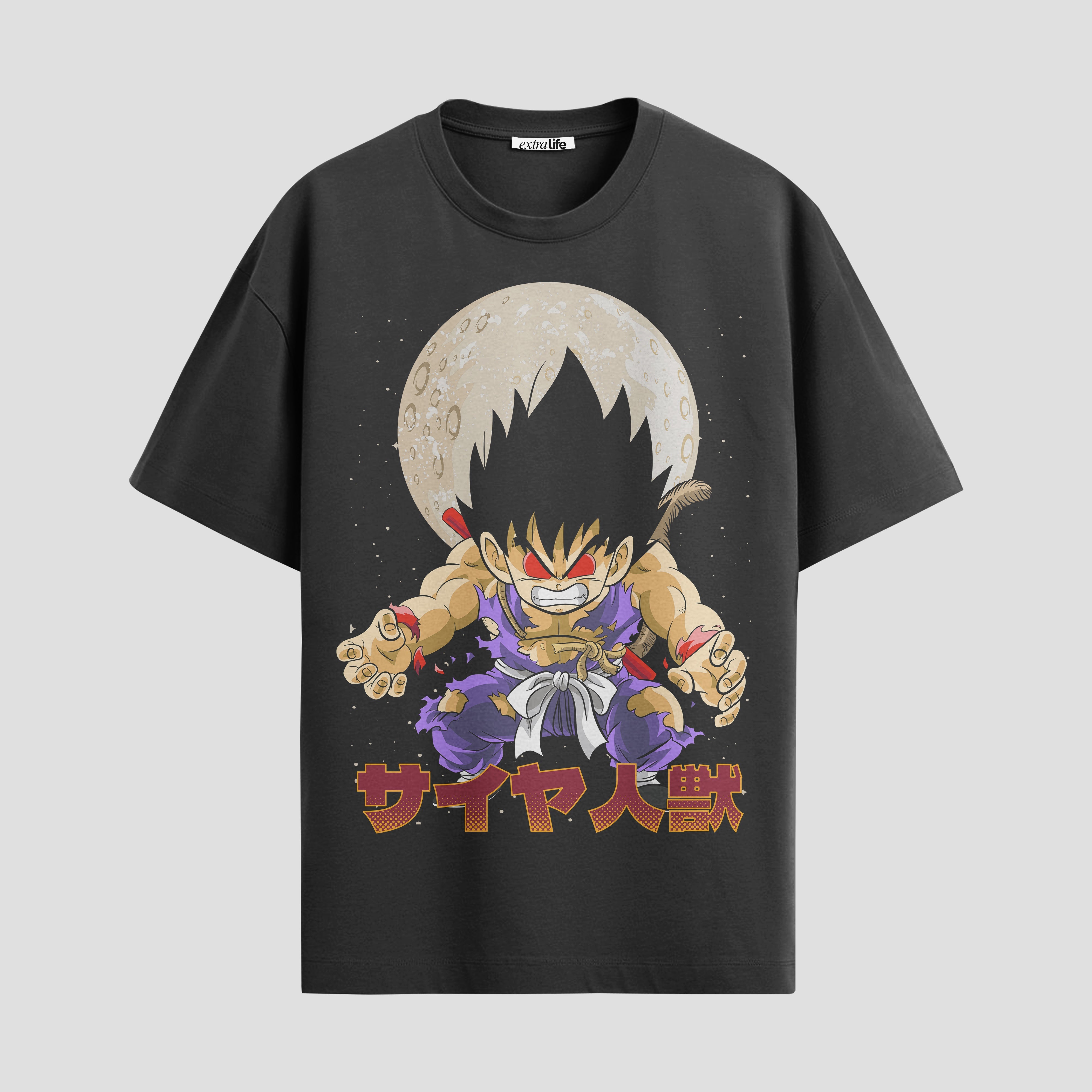 Playera urbana de anime y gaming ExtraLife MX, corte Standard Fit unisex ligero y transpirable en color Deep Black y Pure White, ropa de uso diario para gym y casual.