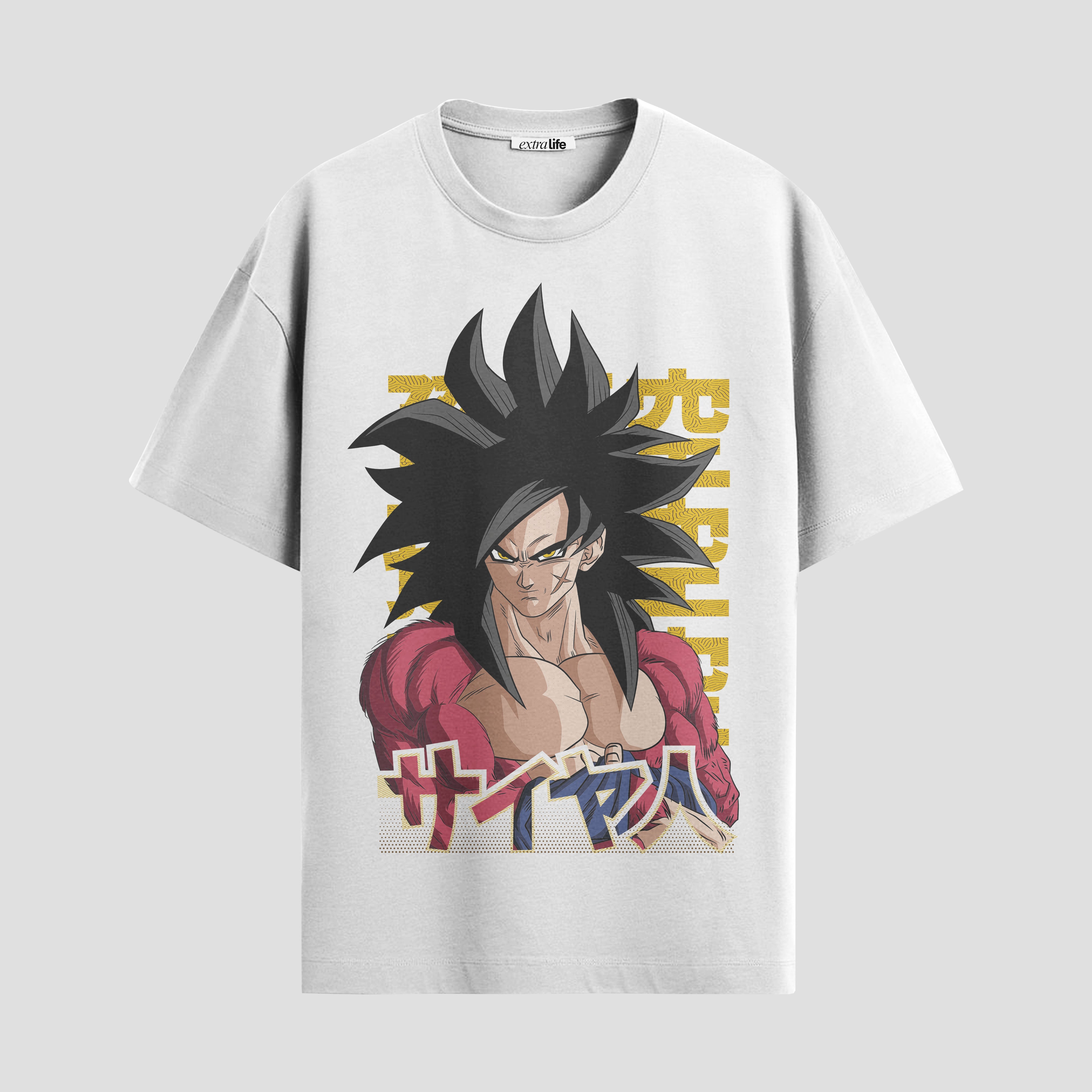 Playera urbana de anime y gaming ExtraLife MX, corte Standard Fit unisex ligero y transpirable en color Deep Black y Pure White, ropa de uso diario para gym y casual.