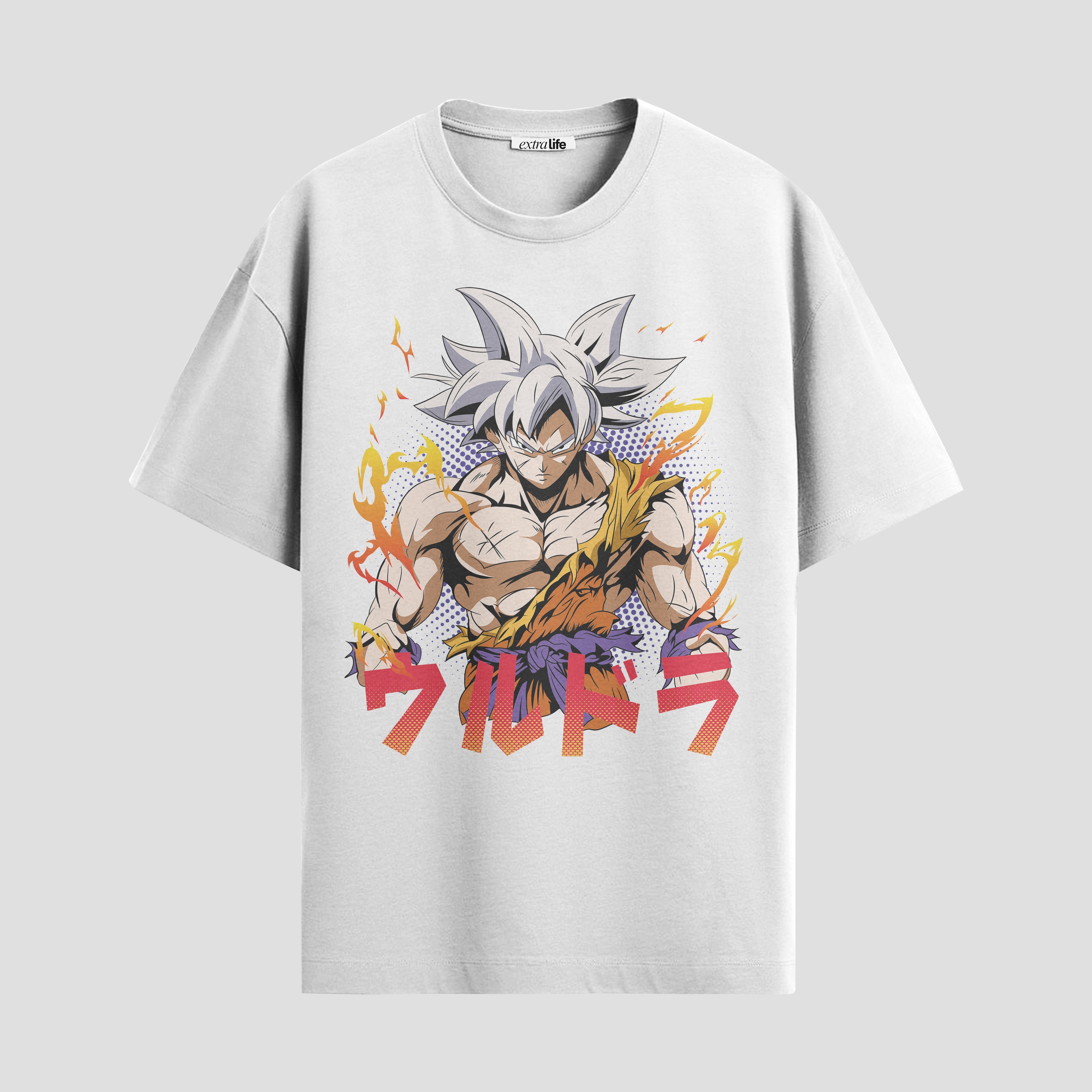 Playera urbana de anime y gaming ExtraLife MX, corte Standard Fit unisex ligero y transpirable en color Deep Black y Pure White, ropa de uso diario para gym y casual.