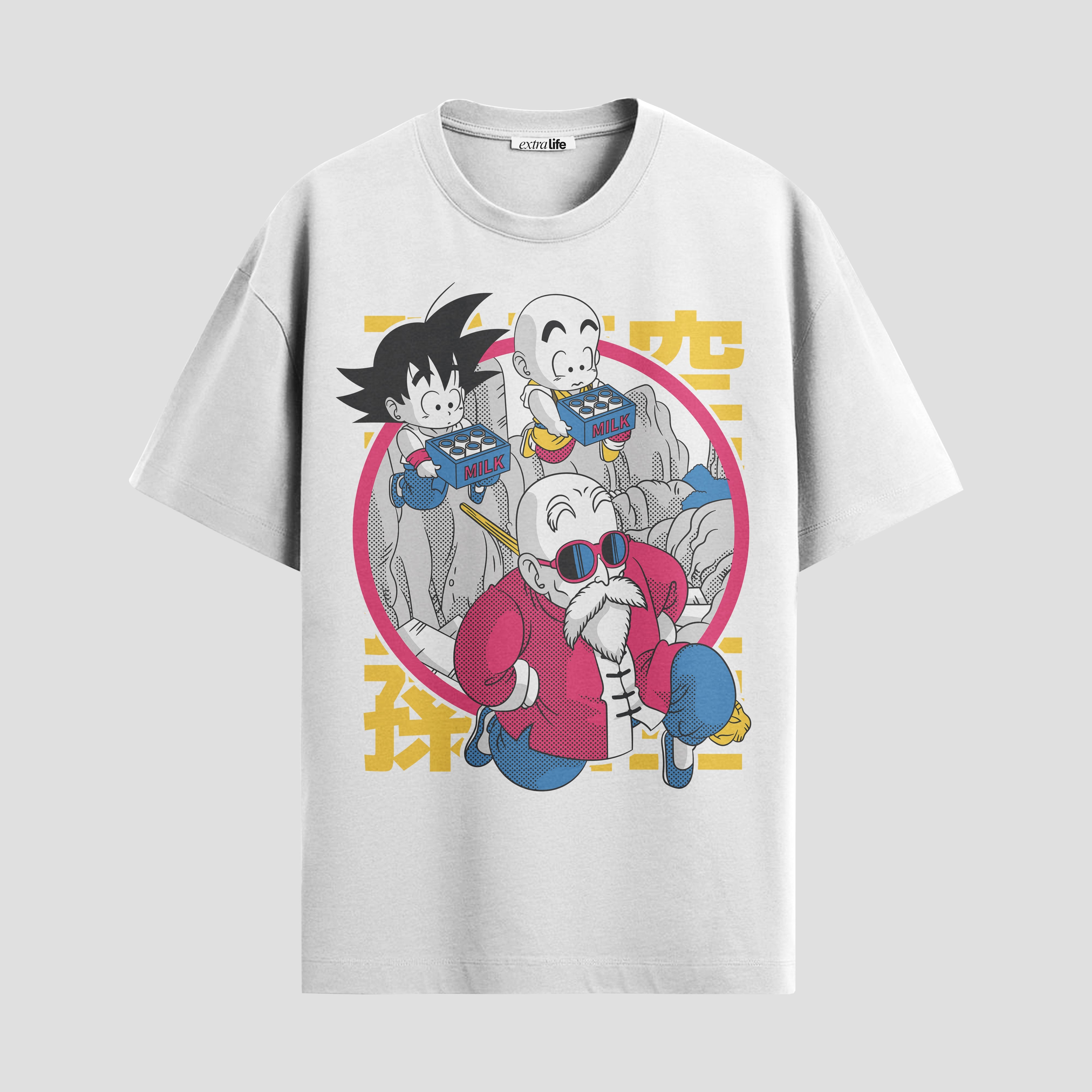 Playera urbana de anime y gaming ExtraLife MX, corte Standard Fit unisex ligero y transpirable en color Deep Black y Pure White, ropa de uso diario para gym y casual.