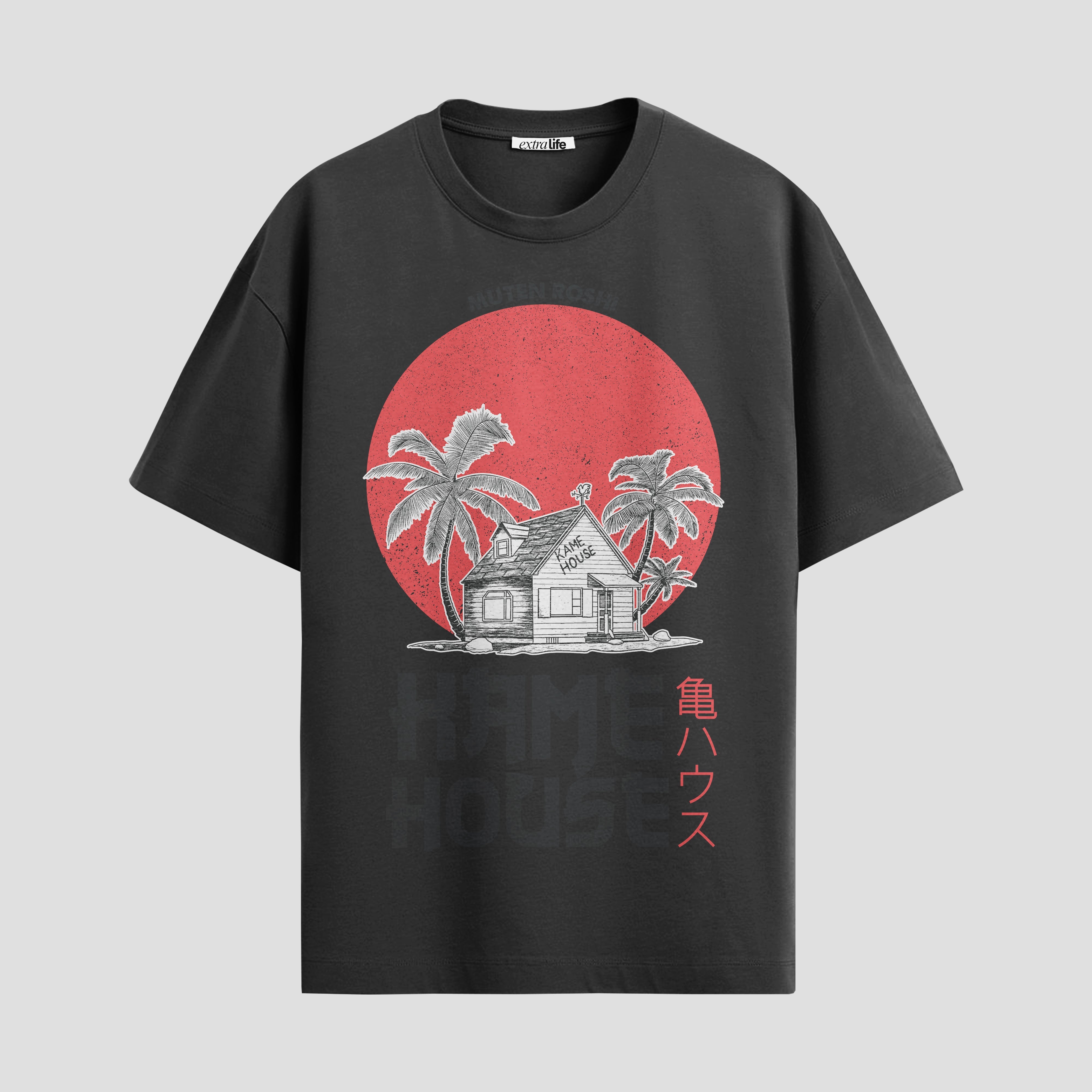 Playera urbana de anime y gaming ExtraLife MX, corte Standard Fit unisex ligero y transpirable en color Deep Black y Pure White, ropa de uso diario para gym y casual.