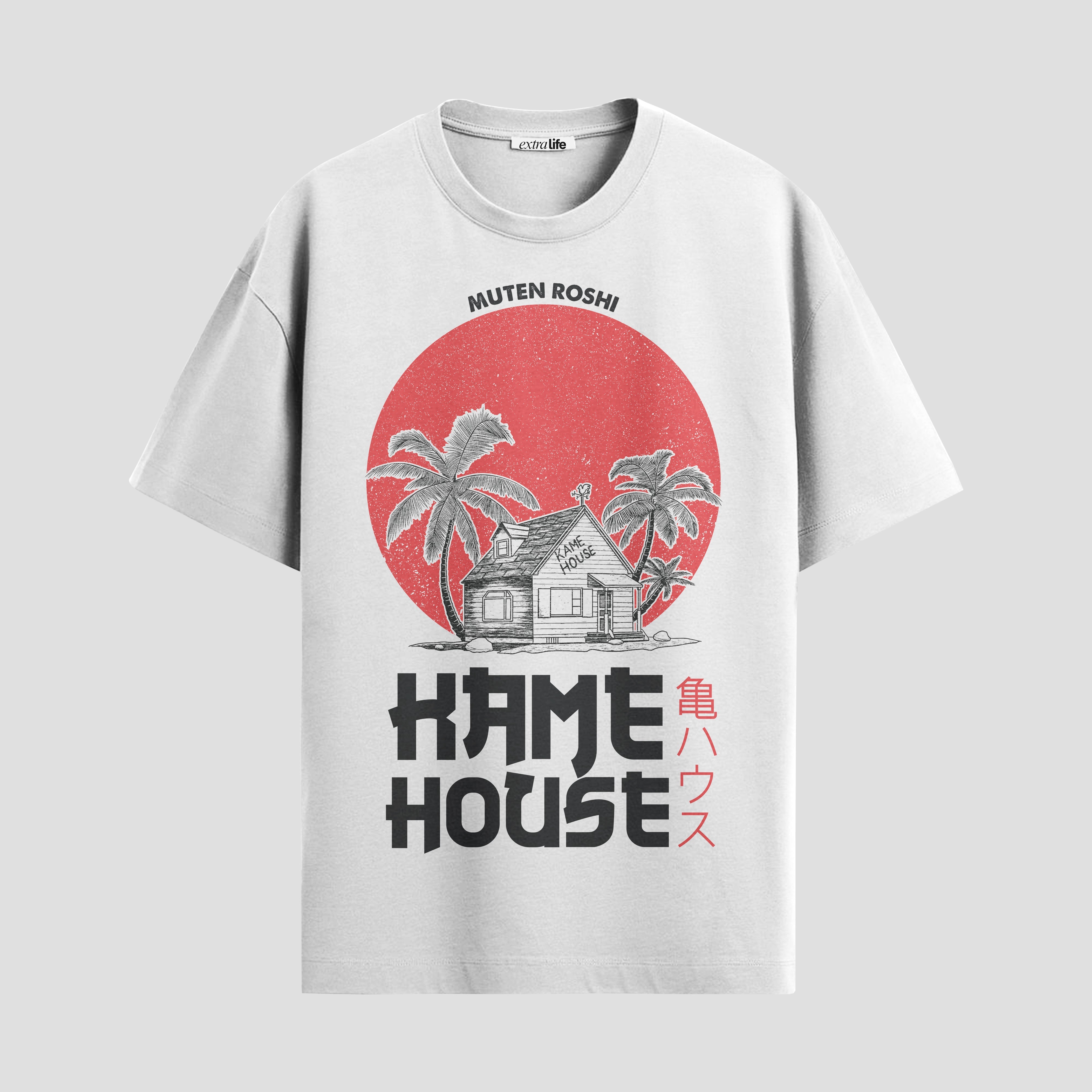 Playera urbana de anime y gaming ExtraLife MX, corte Standard Fit unisex ligero y transpirable en color Deep Black y Pure White, ropa de uso diario para gym y casual.