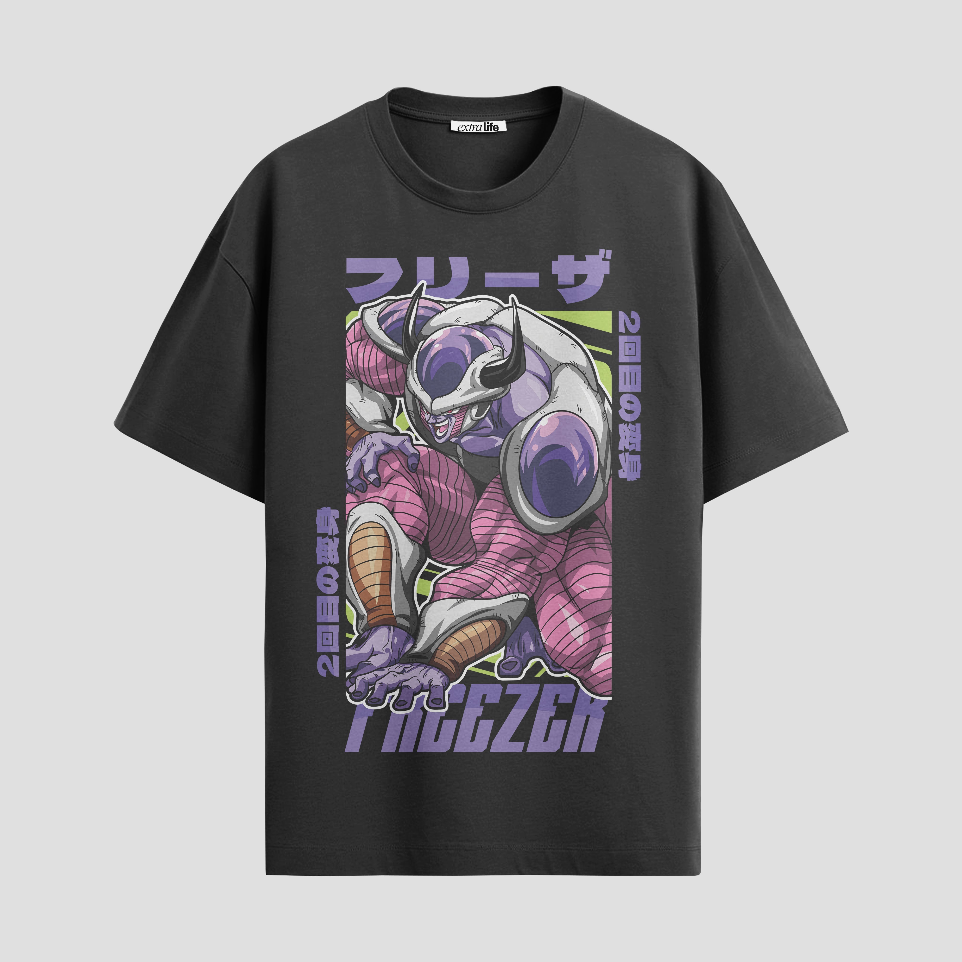 Playera urbana de anime y gaming ExtraLife MX, corte Standard Fit unisex ligero y transpirable en color Deep Black y Pure White, ropa de uso diario para gym y casual.