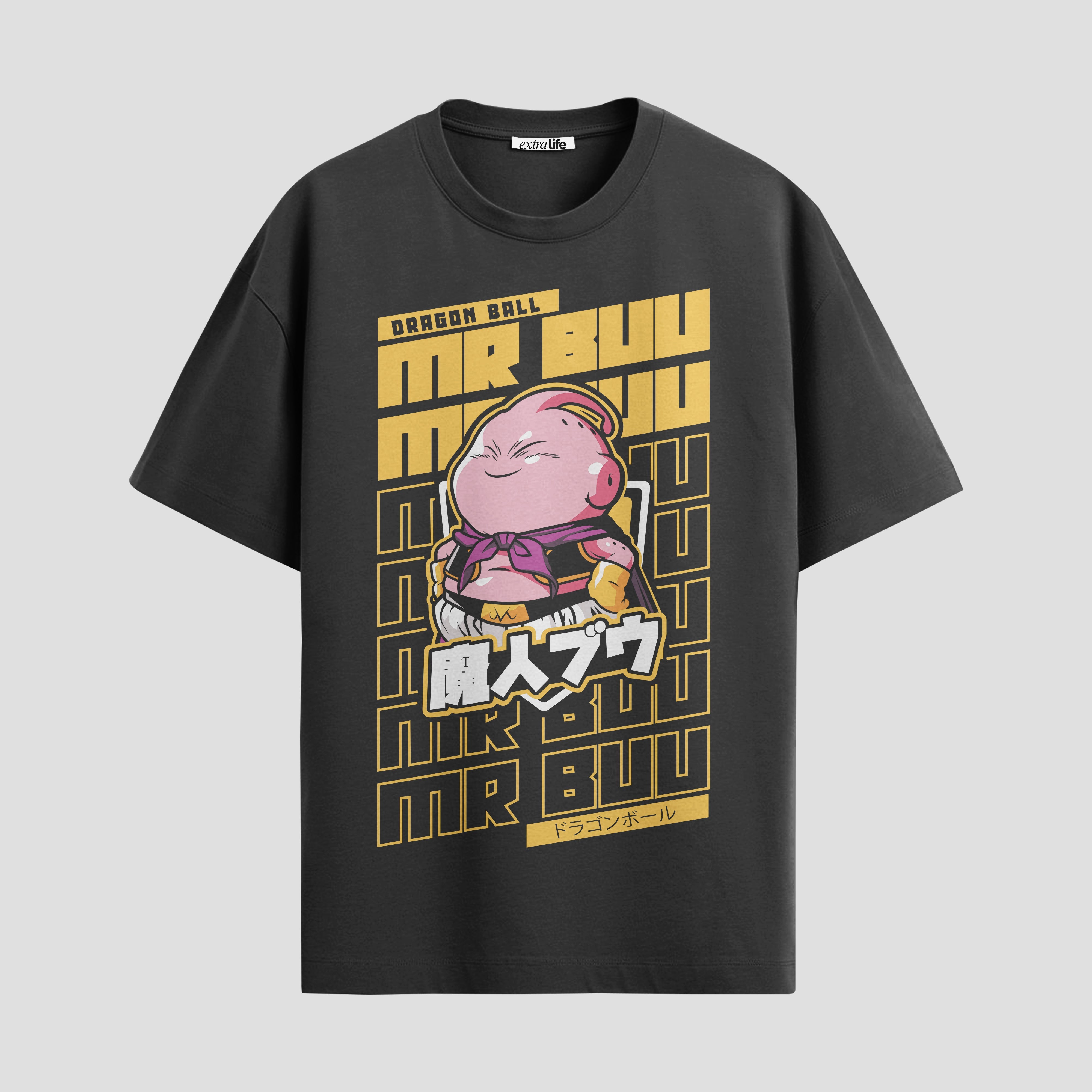 Playera urbana de anime y gaming ExtraLife MX, corte Standard Fit unisex ligero y transpirable en color Deep Black y Pure White, ropa de uso diario para gym y casual.