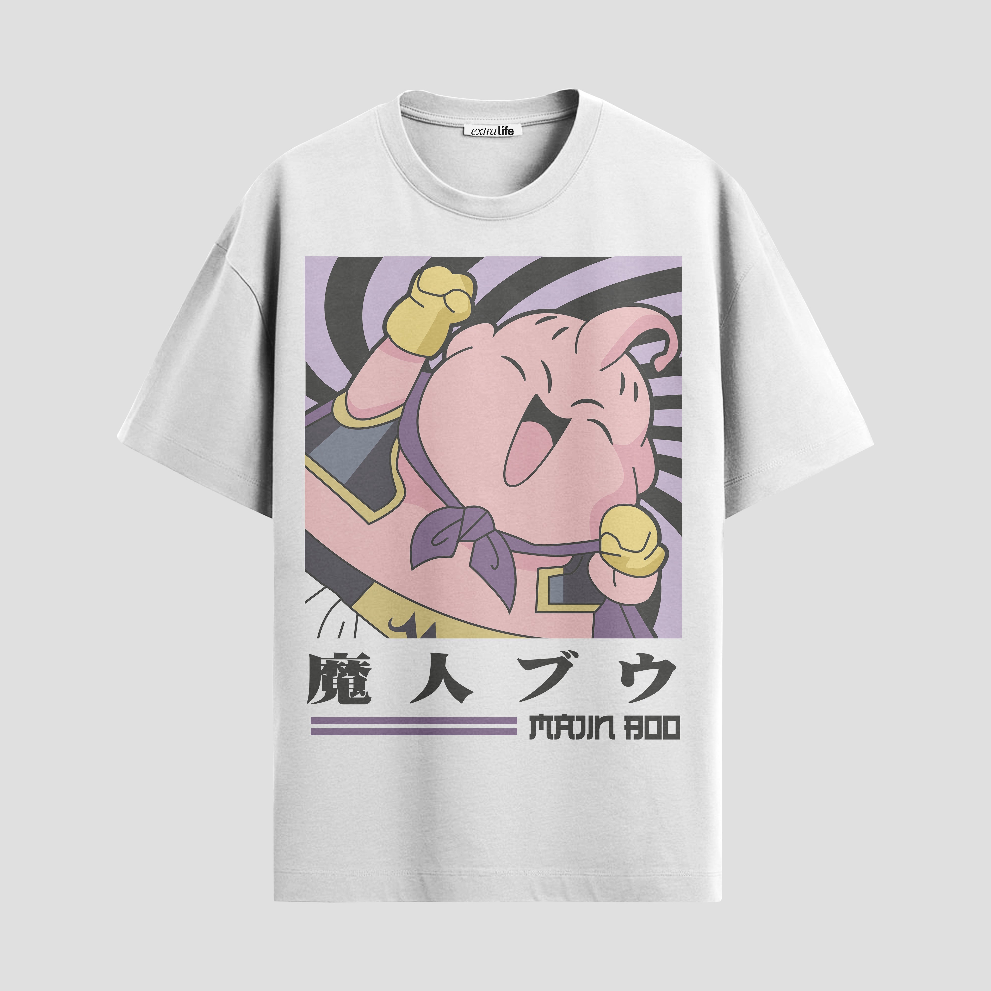 Playera urbana de anime y gaming ExtraLife MX, corte Standard Fit unisex ligero y transpirable en color Deep Black y Pure White, ropa de uso diario para gym y casual.