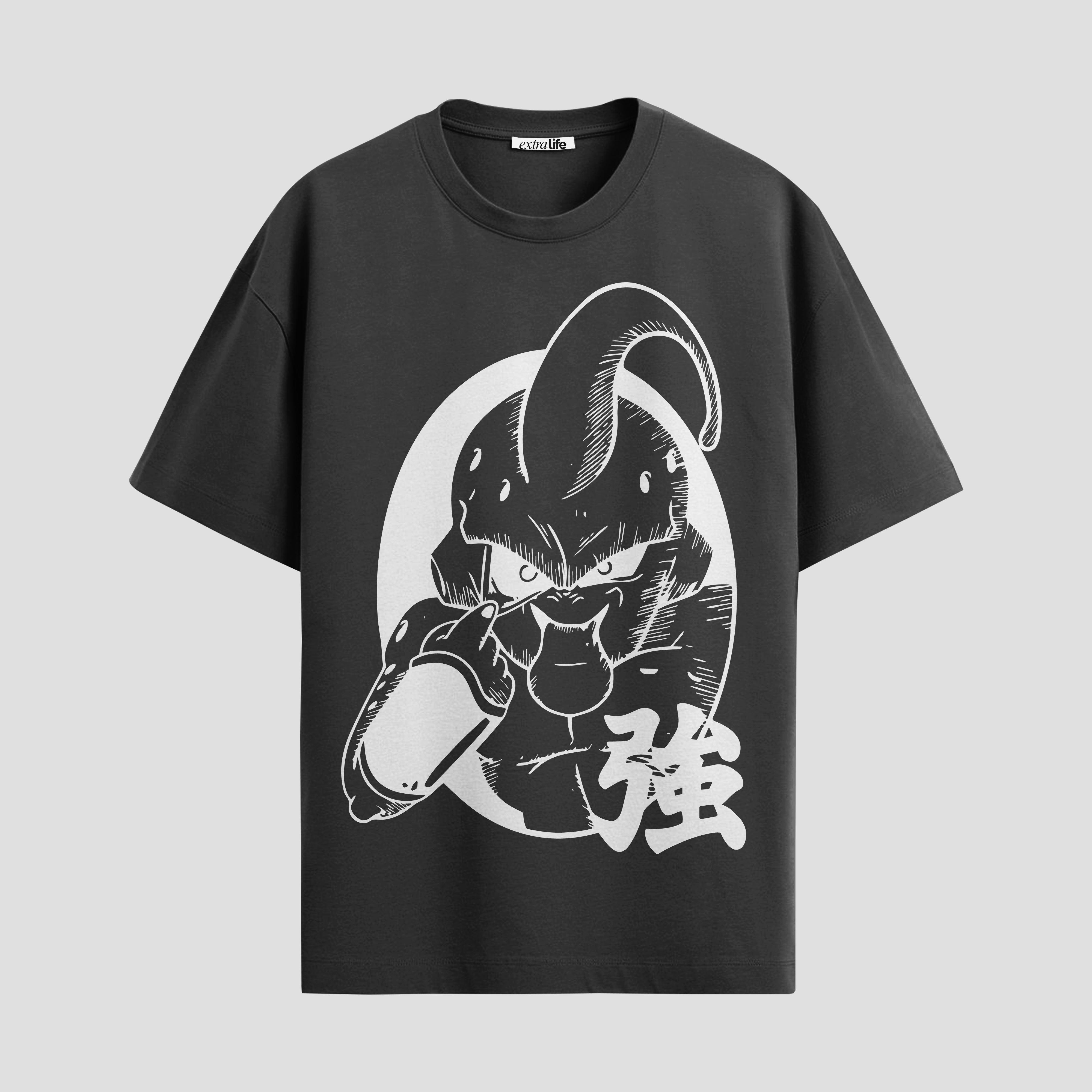 Playera urbana de anime y gaming ExtraLife MX, corte Standard Fit unisex ligero y transpirable en color Deep Black y Pure White, ropa de uso diario para gym y casual.