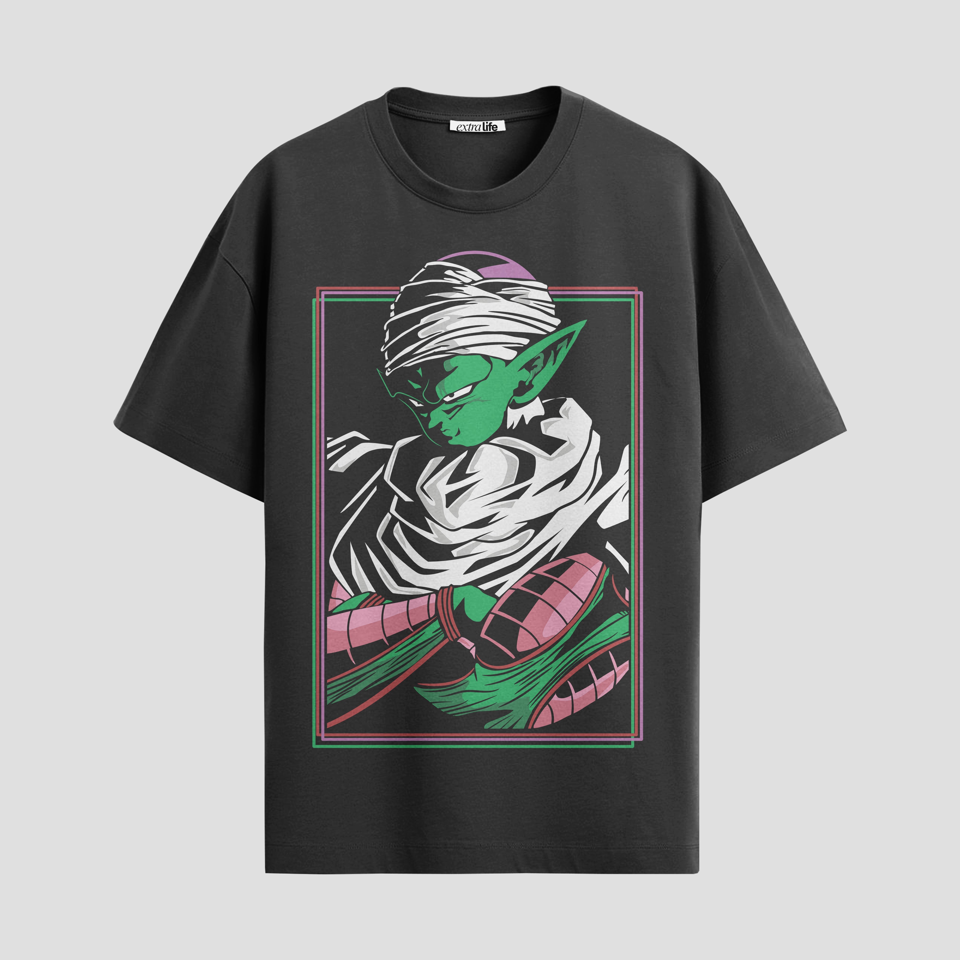 Playera urbana de anime y gaming ExtraLife MX, corte Standard Fit unisex ligero y transpirable en color Deep Black y Pure White, ropa de uso diario para gym y casual.