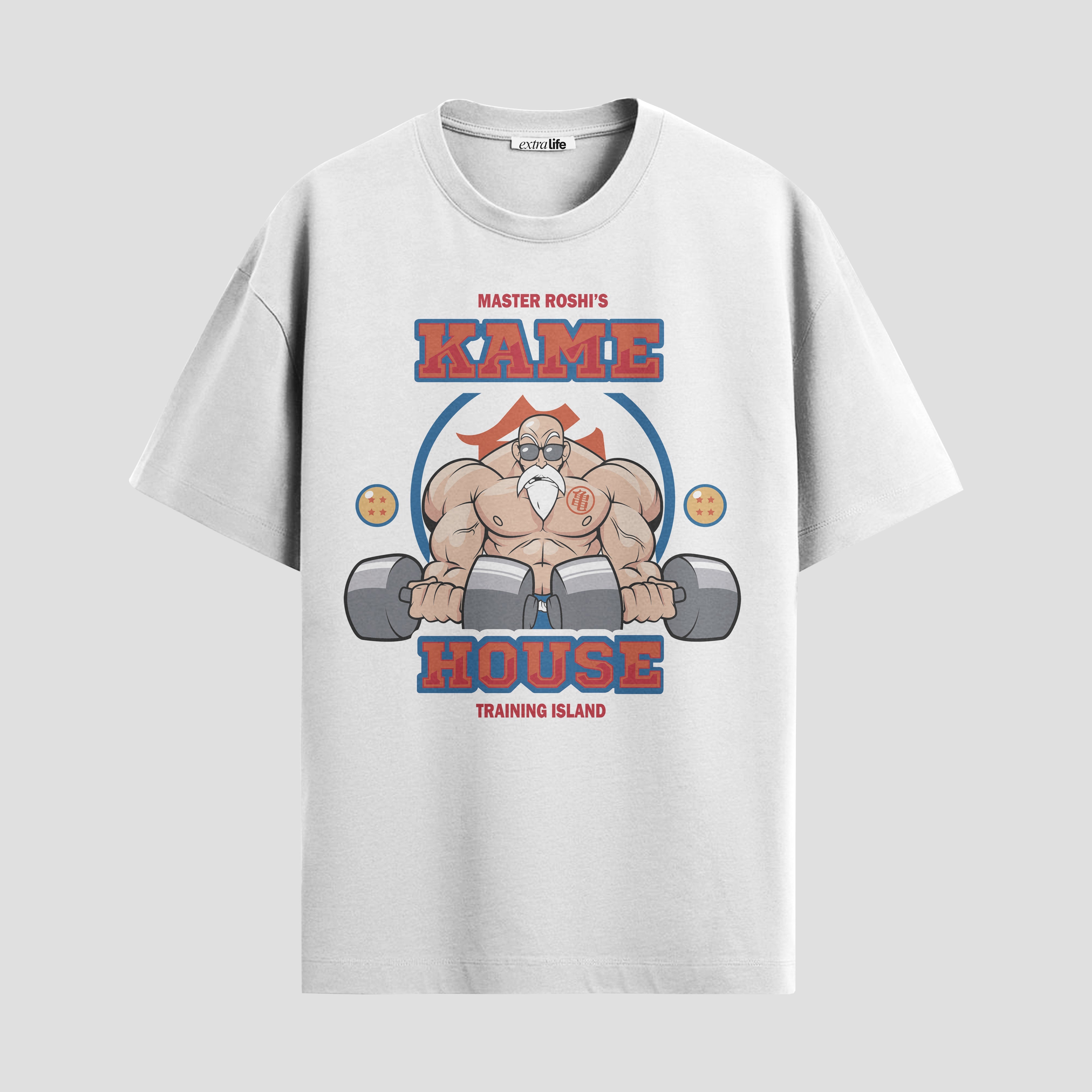 Playera urbana de anime y gaming ExtraLife MX, corte Standard Fit unisex ligero y transpirable en color Deep Black y Pure White, ropa de uso diario para gym y casual.