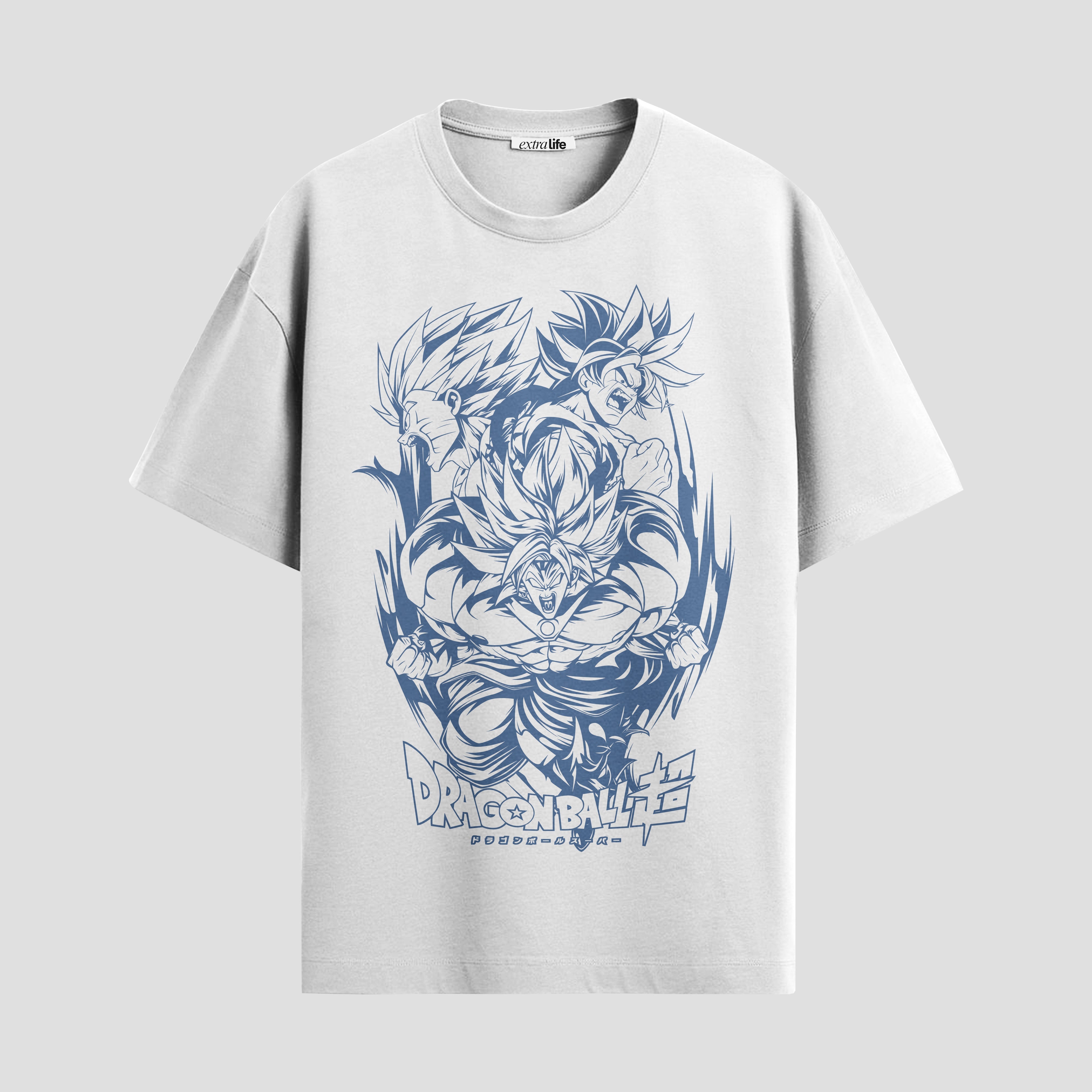 Playera urbana de anime y gaming ExtraLife MX, corte Standard Fit unisex ligero y transpirable en color Deep Black y Pure White, ropa de uso diario para gym y casual.