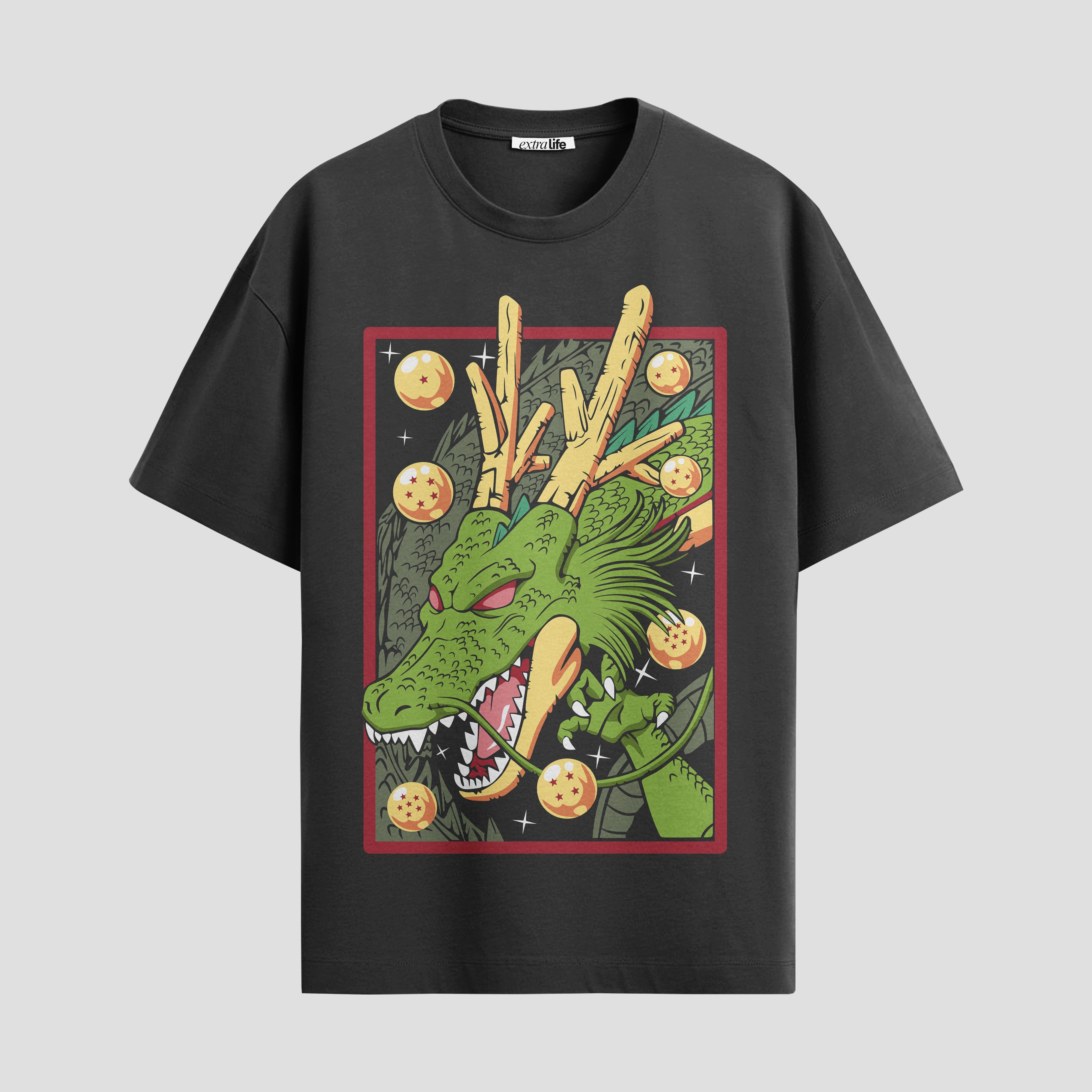 Playera urbana de anime y gaming ExtraLife MX, corte Standard Fit unisex ligero y transpirable en color Deep Black y Pure White, ropa de uso diario para gym y casual.