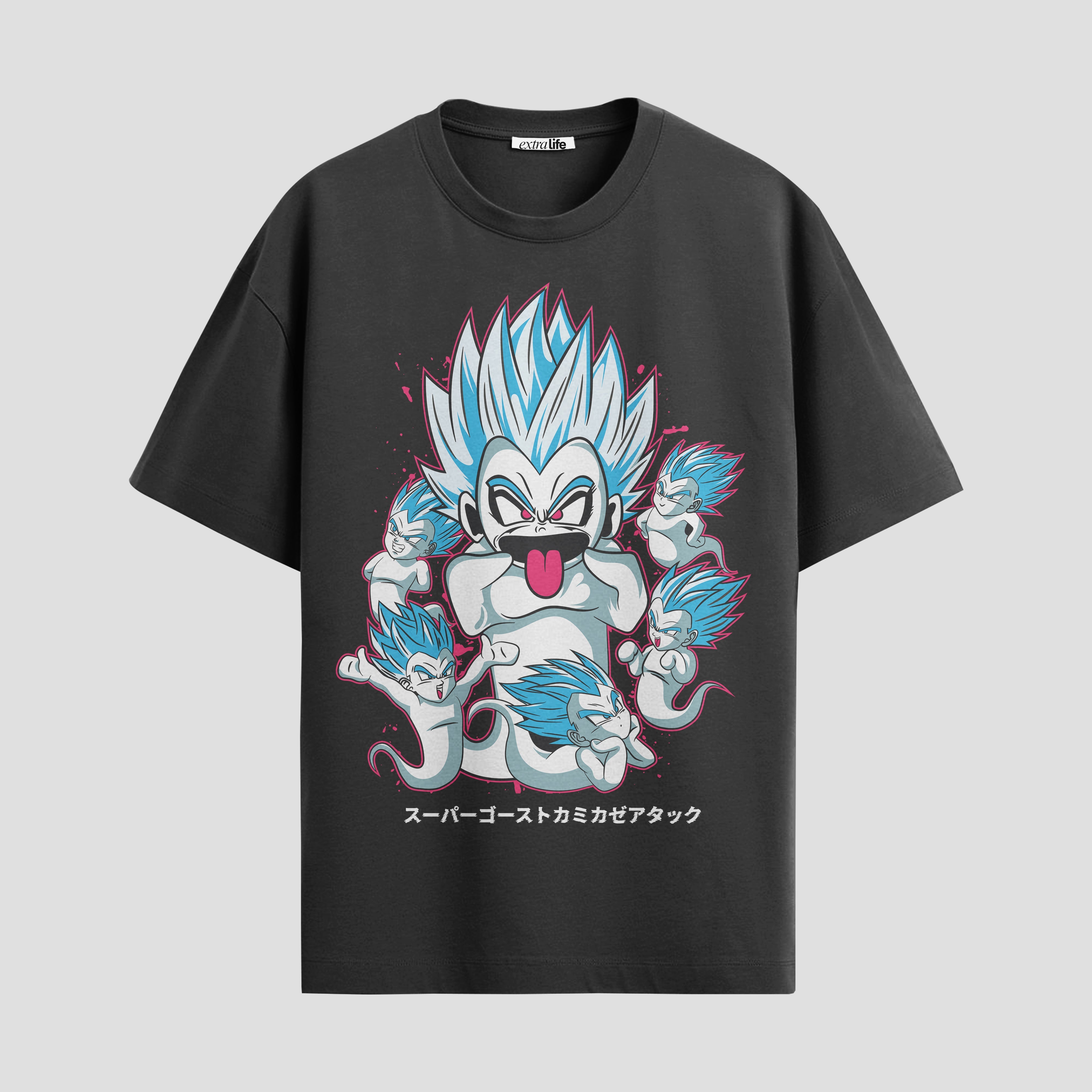 Playera urbana de anime y gaming ExtraLife MX, corte Standard Fit unisex ligero y transpirable en color Deep Black y Pure White, ropa de uso diario para gym y casual.