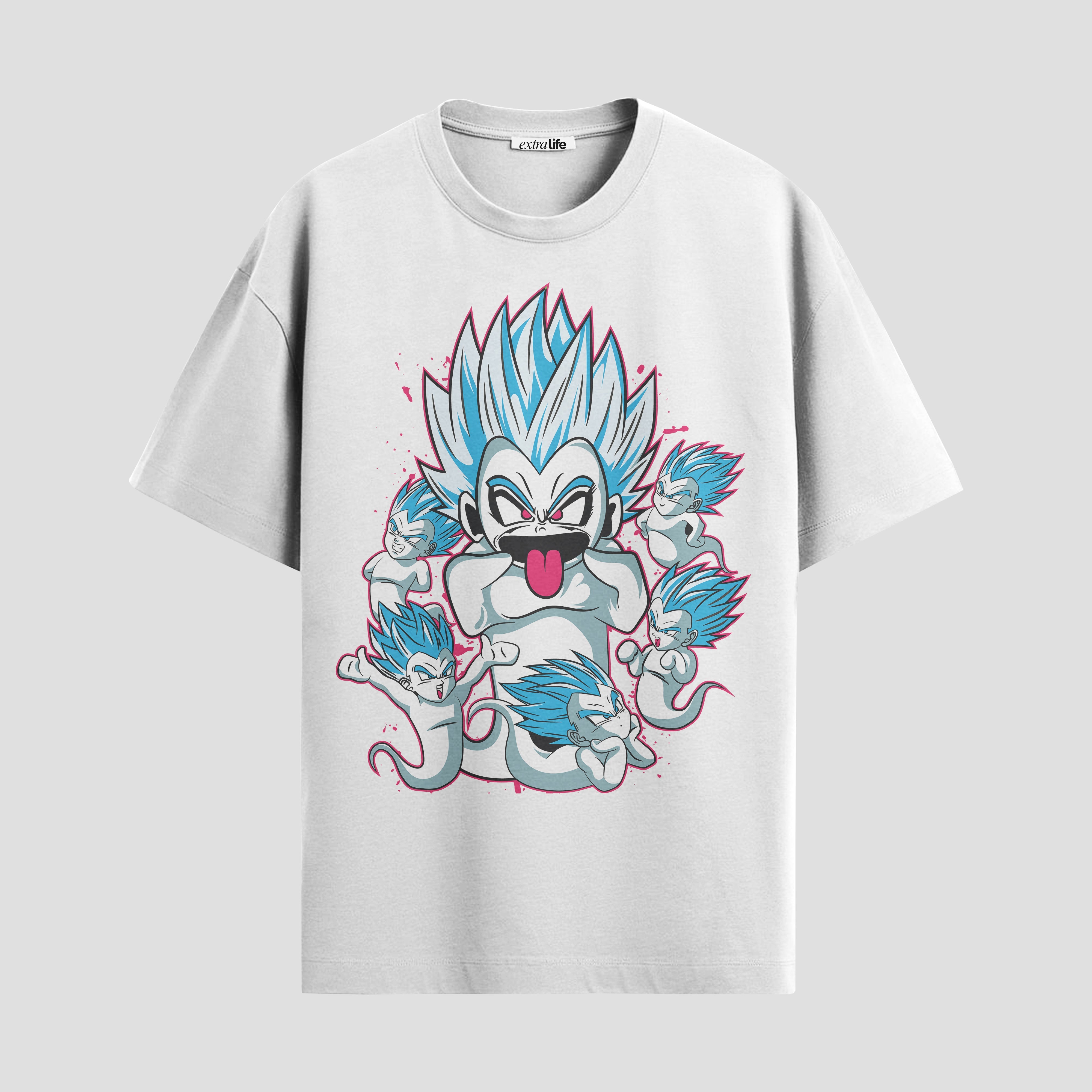 Playera urbana de anime y gaming ExtraLife MX, corte Standard Fit unisex ligero y transpirable en color Deep Black y Pure White, ropa de uso diario para gym y casual.