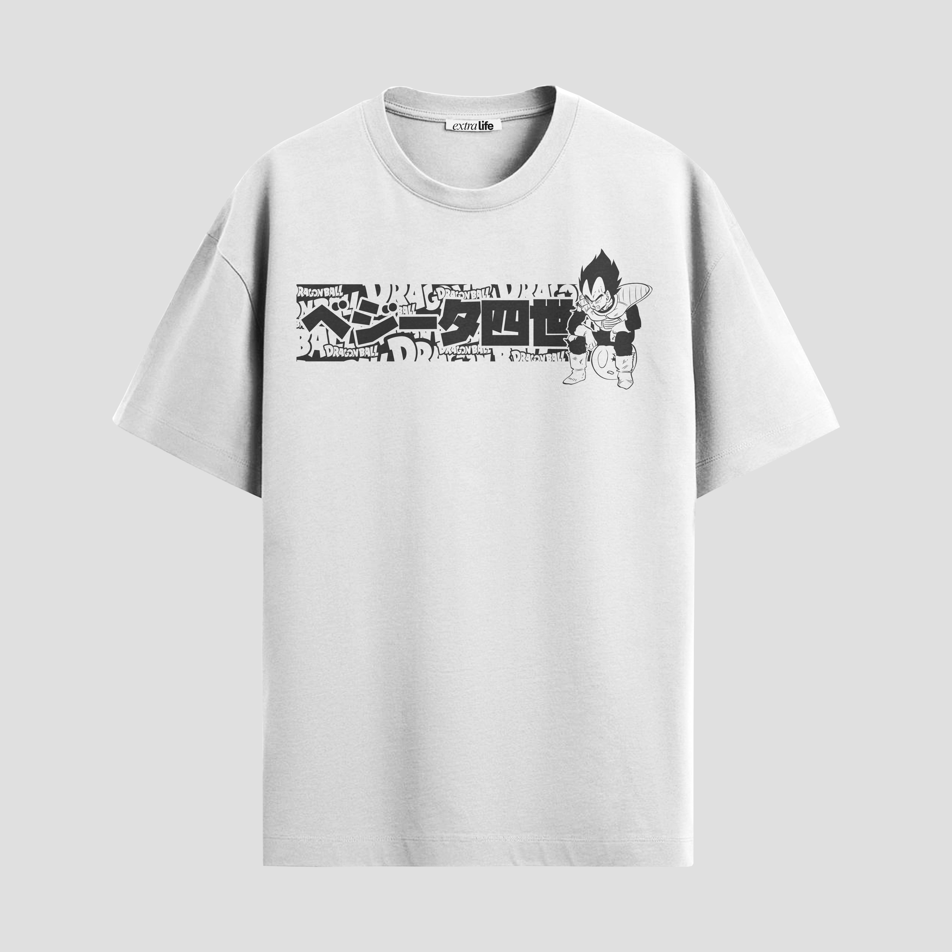 Playera urbana de anime y gaming ExtraLife MX, corte Standard Fit unisex ligero y transpirable en color Deep Black y Pure White, ropa de uso diario para gym y casual.
