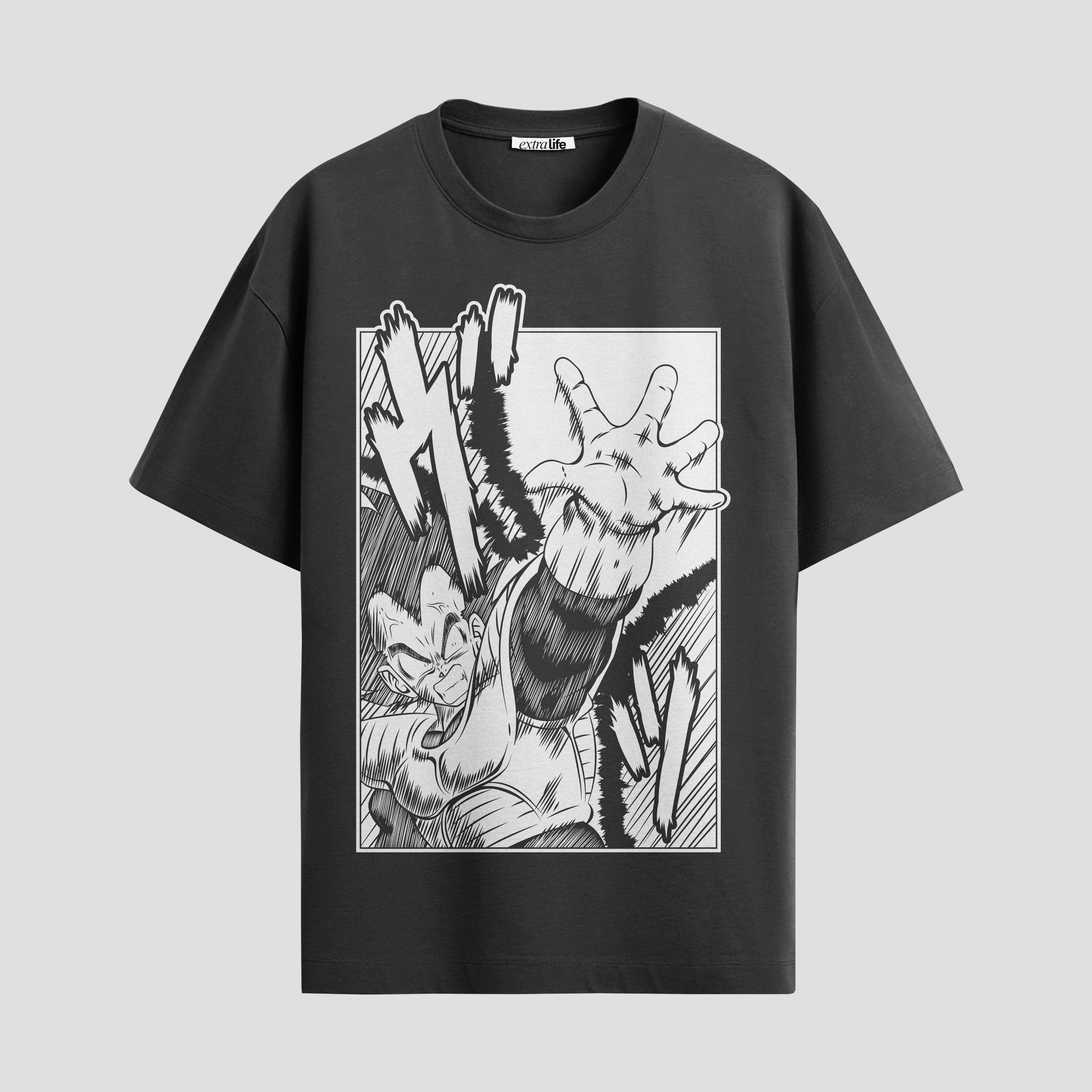 Playera urbana de anime y gaming ExtraLife MX, corte Standard Fit unisex ligero y transpirable en color Deep Black y Pure White, ropa de uso diario para gym y casual.