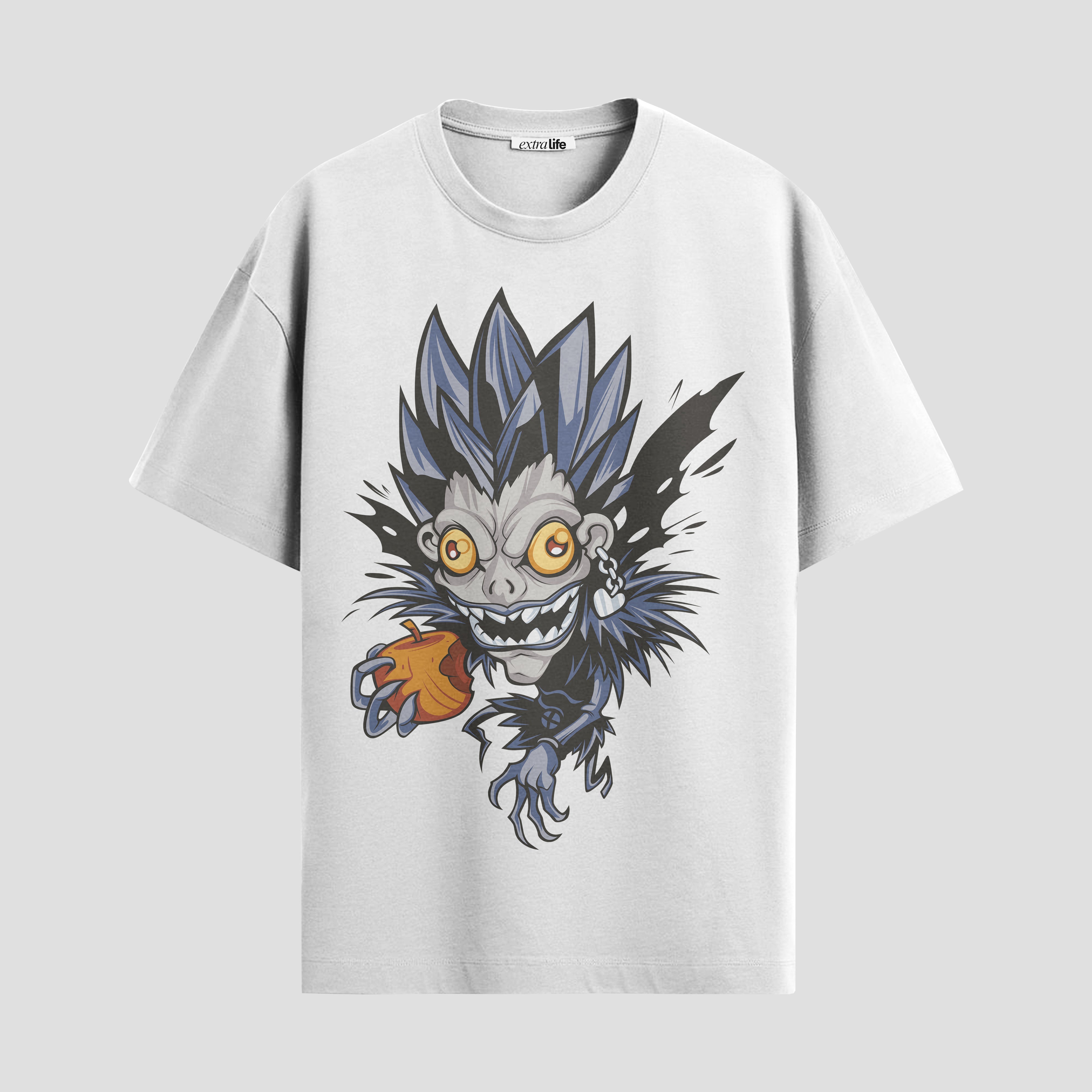 Playera urbana de anime y gaming ExtraLife MX, corte Standard Fit unisex ligero y transpirable en color Deep Black y Pure White, ropa de uso diario para gym y casual.