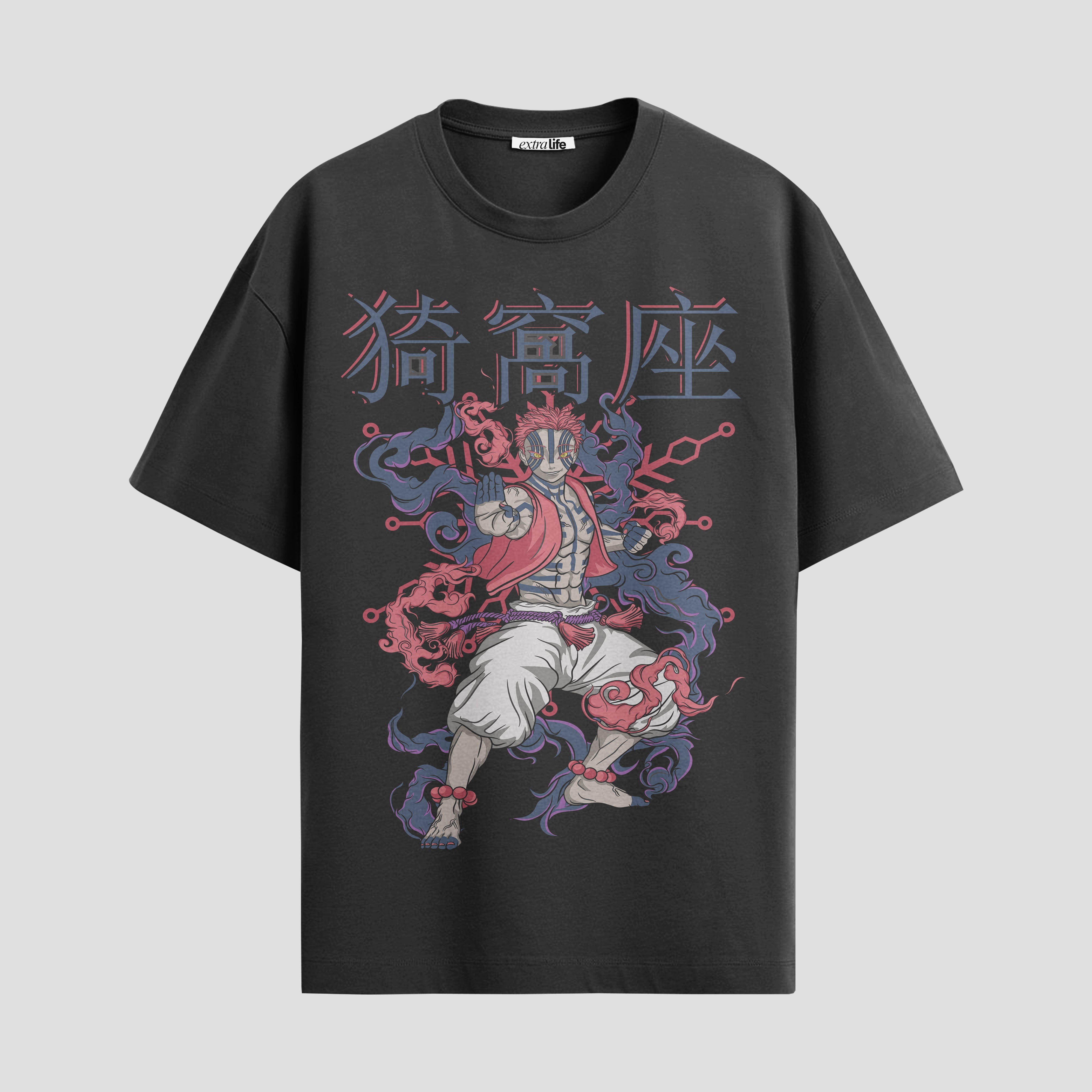 Playera urbana de anime y gaming ExtraLife MX, corte Standard Fit unisex ligero y transpirable en color Deep Black y Pure White, ropa de uso diario para gym y casual.