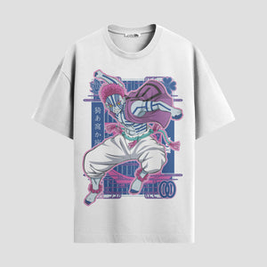 Playera urbana de anime y gaming ExtraLife MX, corte Standard Fit unisex ligero y transpirable en color Deep Black y Pure White, ropa de uso diario para gym y casual.