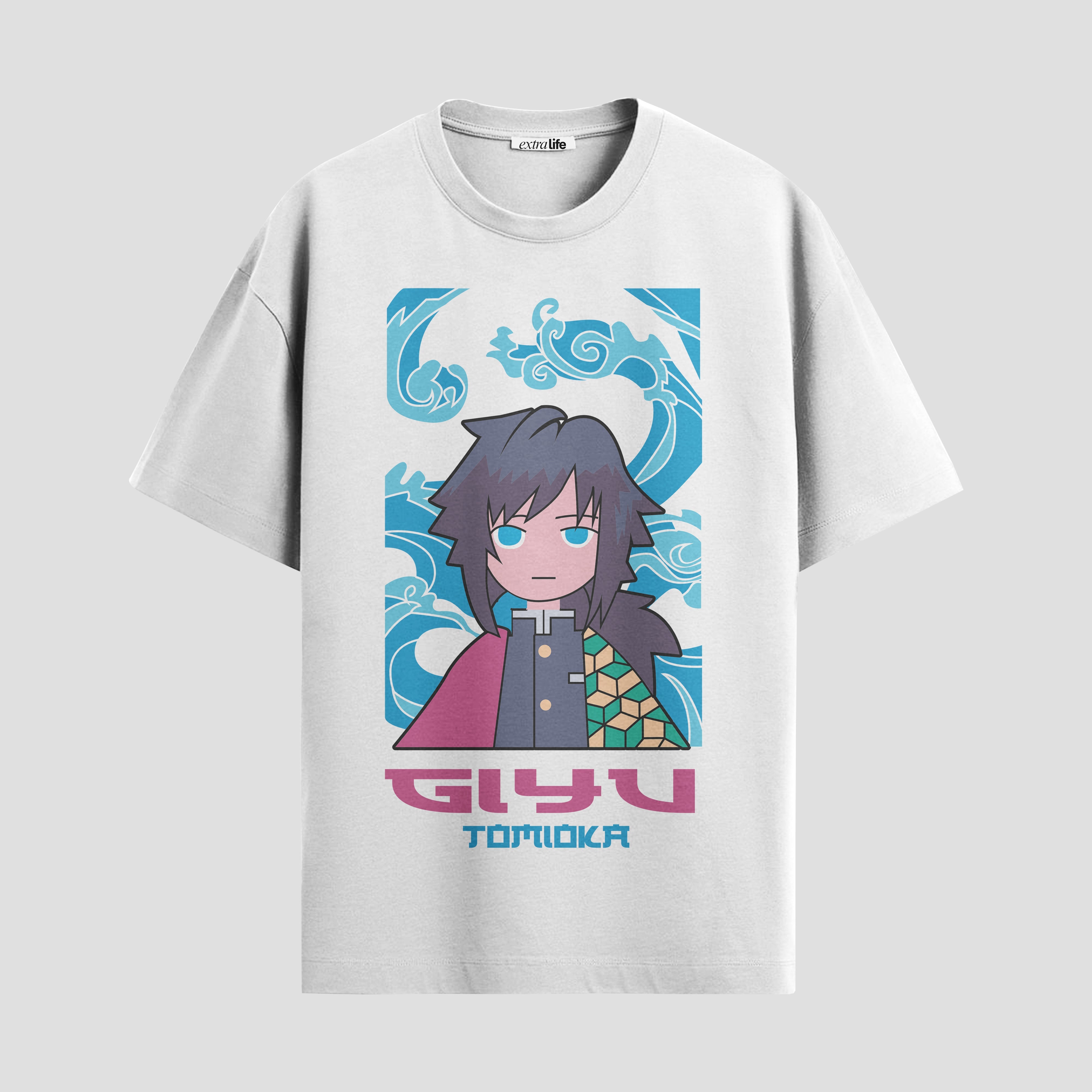 Playera urbana de anime y gaming ExtraLife MX, corte Standard Fit unisex ligero y transpirable en color Deep Black y Pure White, ropa de uso diario para gym y casual.