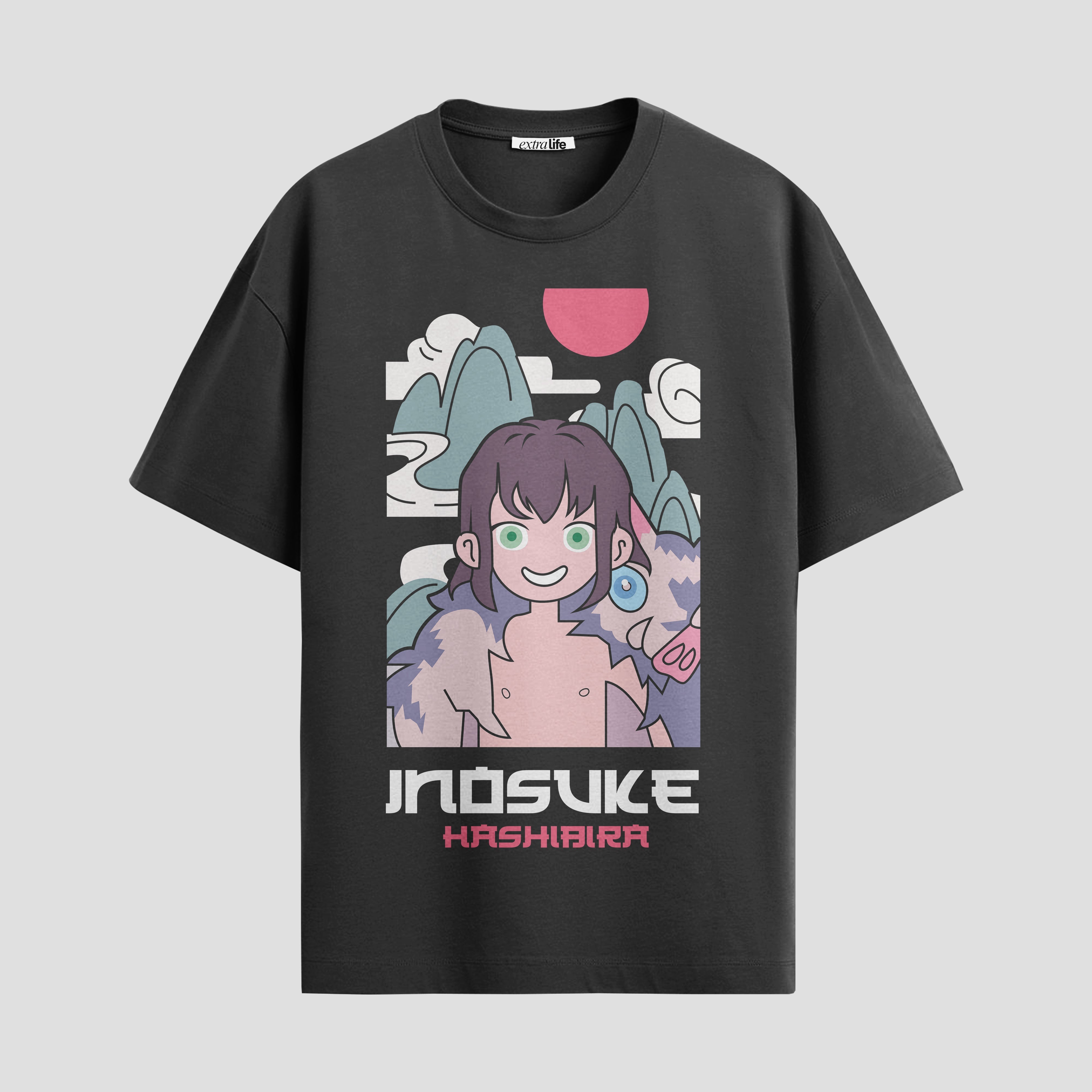 Playera urbana de anime y gaming ExtraLife MX, corte Standard Fit unisex ligero y transpirable en color Deep Black y Pure White, ropa de uso diario para gym y casual.