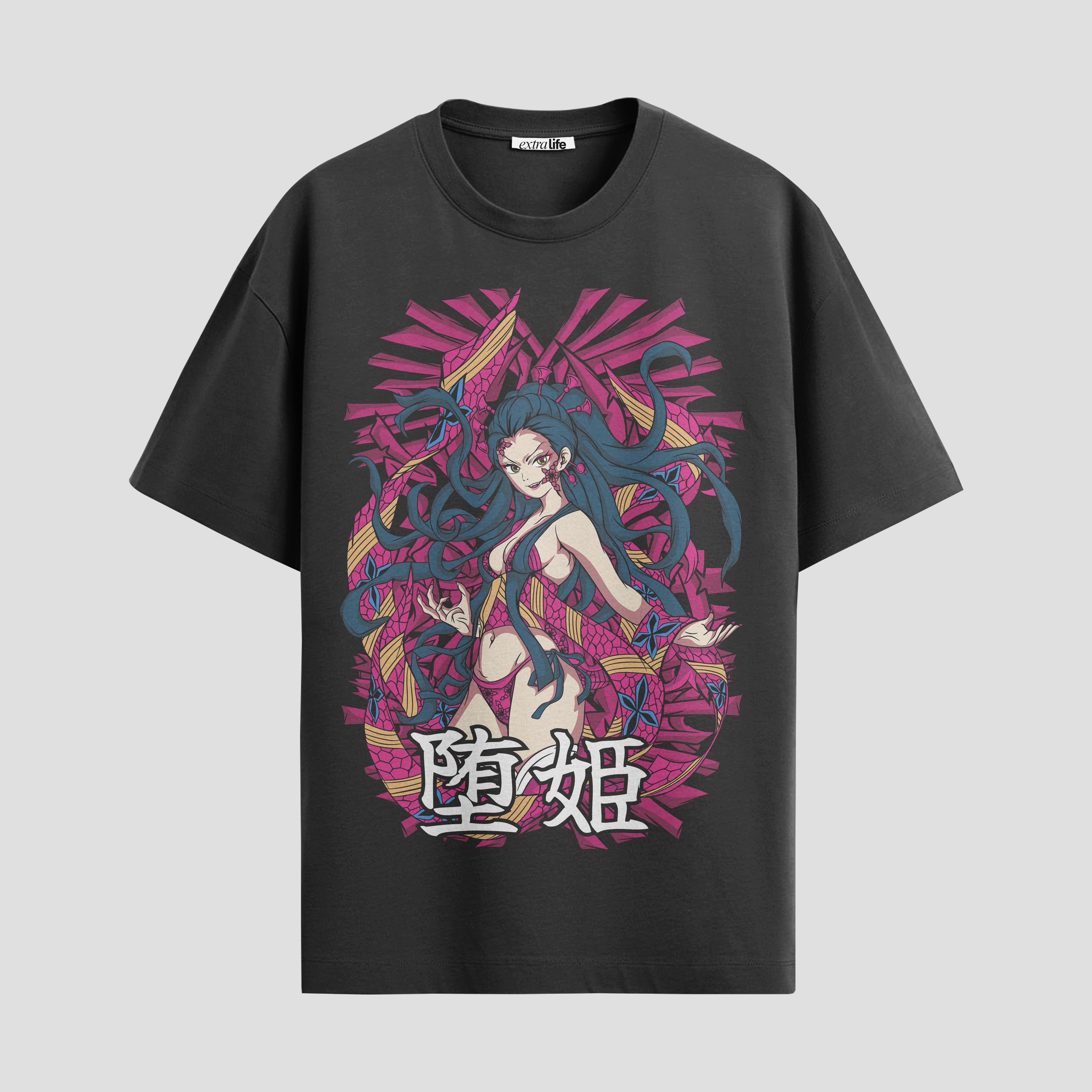 Playera urbana de anime y gaming ExtraLife MX, corte Standard Fit unisex ligero y transpirable en color Deep Black y Pure White, ropa de uso diario para gym y casual.