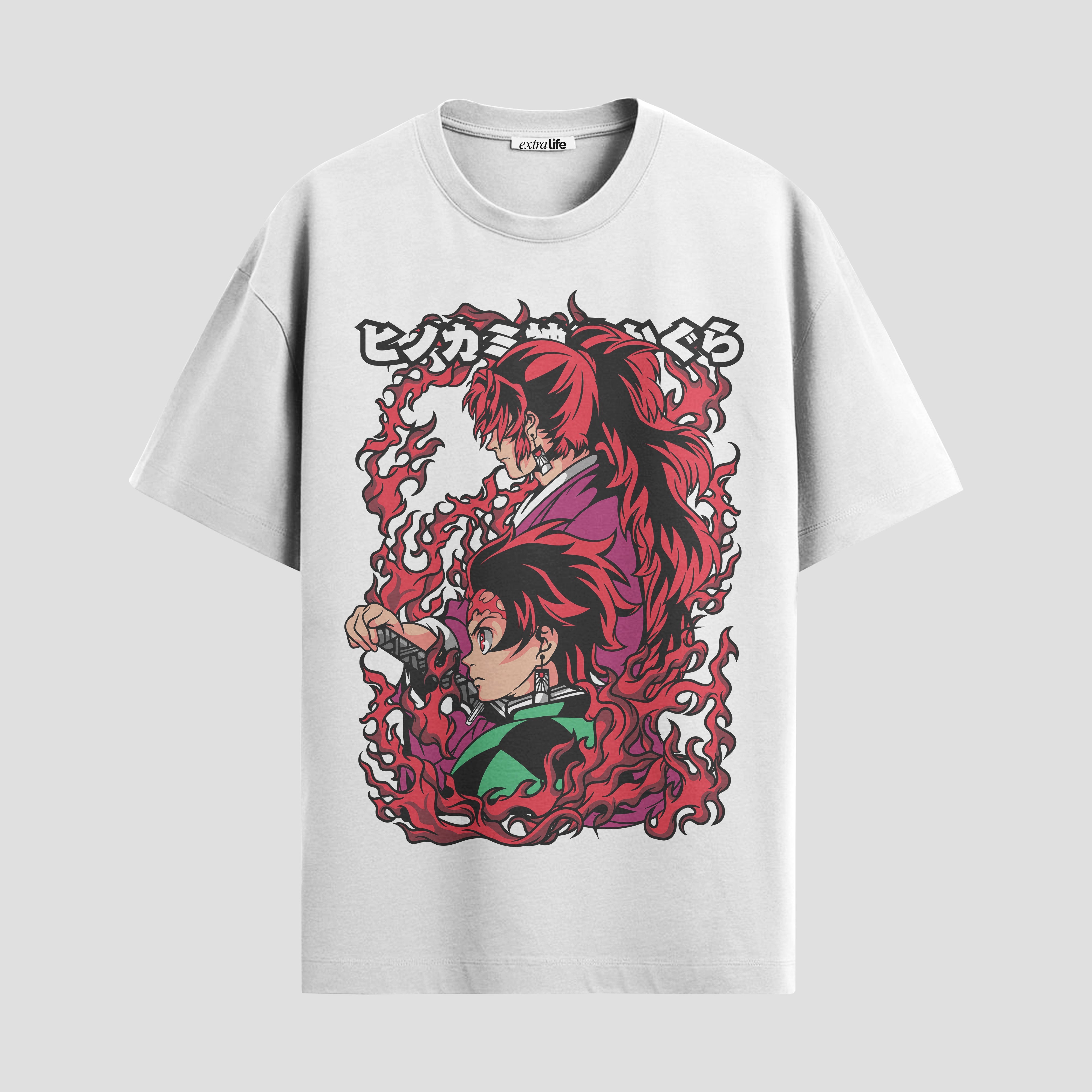 Playera urbana de anime y gaming ExtraLife MX, corte Standard Fit unisex ligero y transpirable en color Deep Black y Pure White, ropa de uso diario para gym y casual.