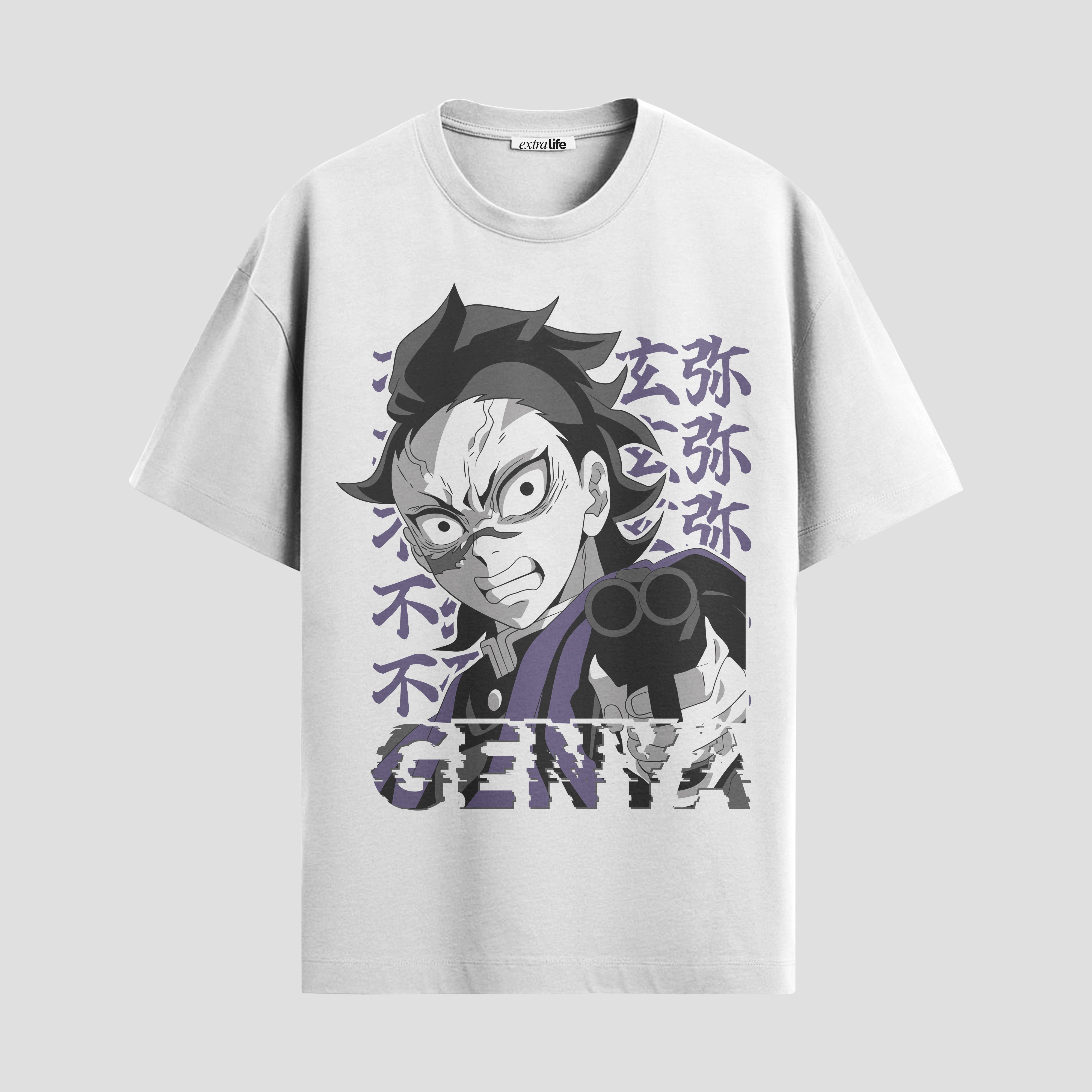 Playera urbana de anime y gaming ExtraLife MX, corte Standard Fit unisex ligero y transpirable en color Deep Black y Pure White, ropa de uso diario para gym y casual.