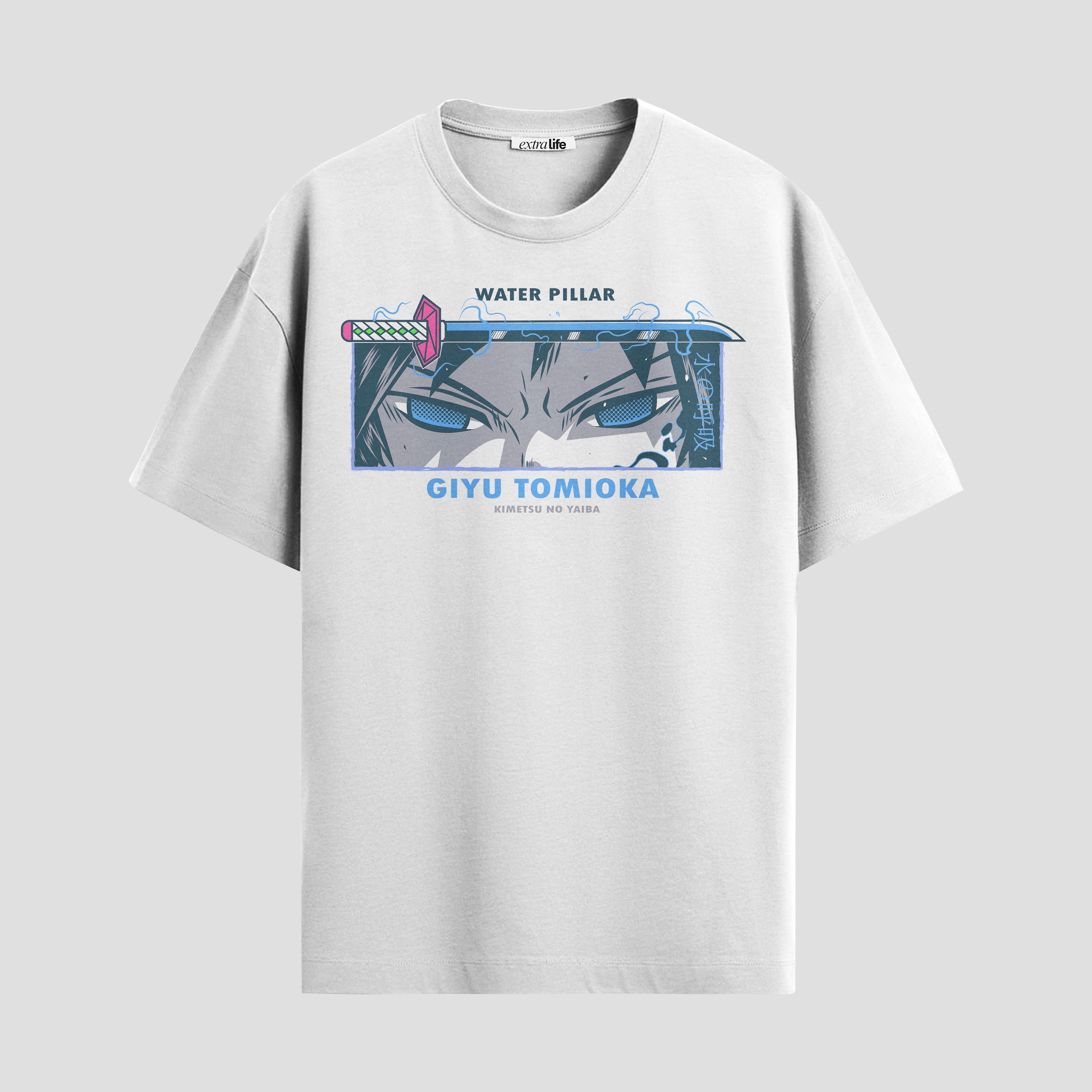Playera urbana de anime y gaming ExtraLife MX, corte Standard Fit unisex ligero y transpirable en color Deep Black y Pure White, ropa de uso diario para gym y casual.