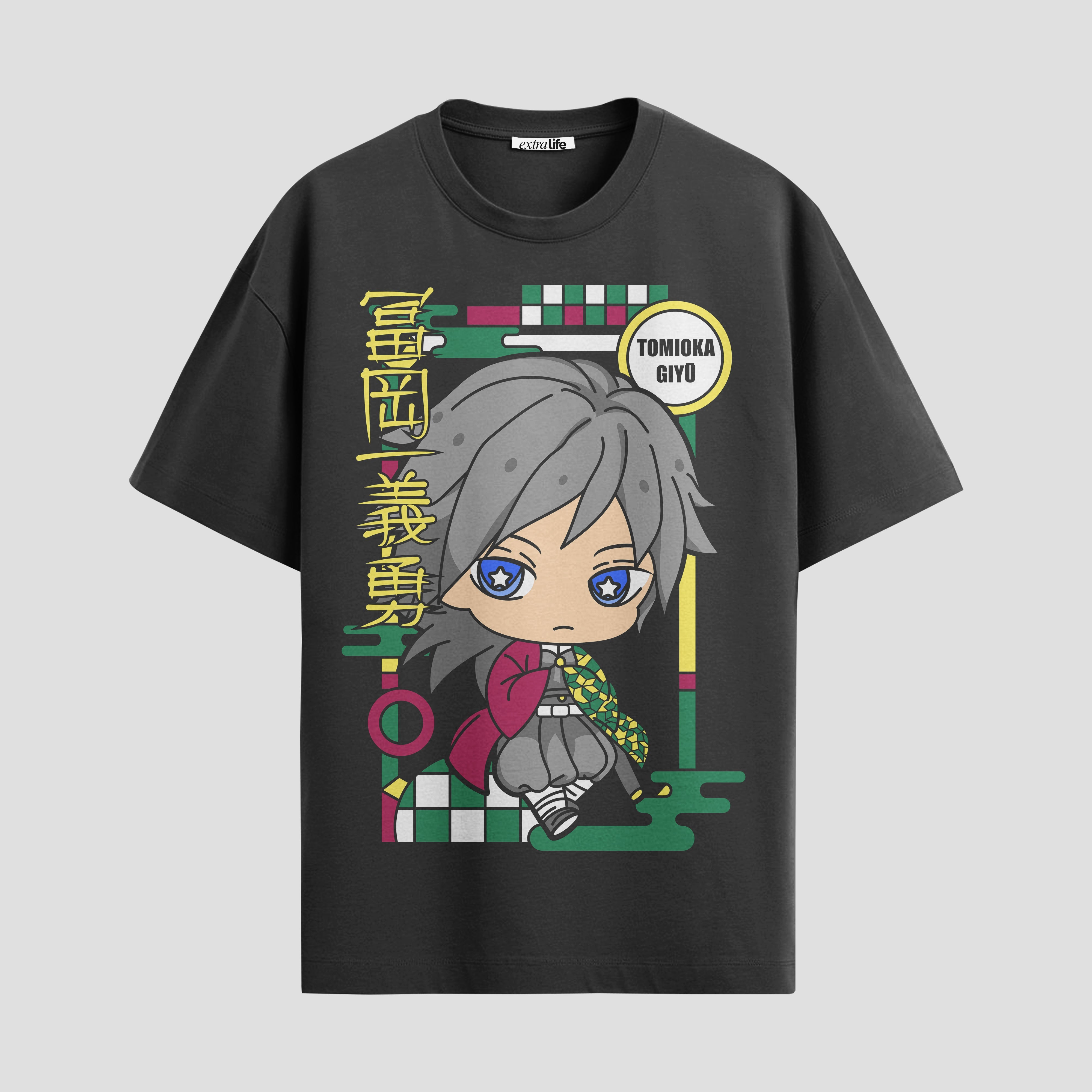 Playera urbana de anime y gaming ExtraLife MX, corte Standard Fit unisex ligero y transpirable en color Deep Black y Pure White, ropa de uso diario para gym y casual.