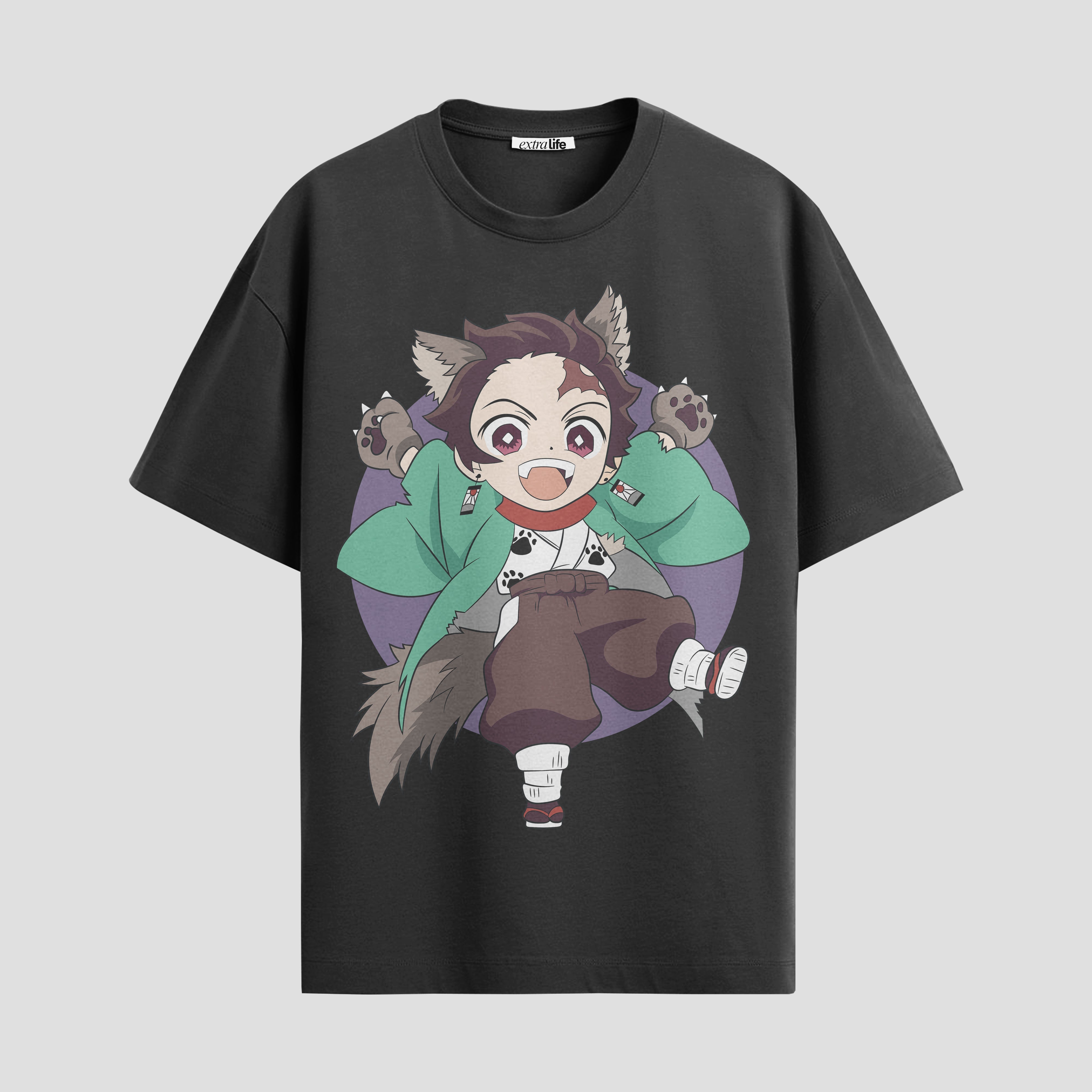 Playera urbana de anime y gaming ExtraLife MX, corte Standard Fit unisex ligero y transpirable en color Deep Black y Pure White, ropa de uso diario para gym y casual.