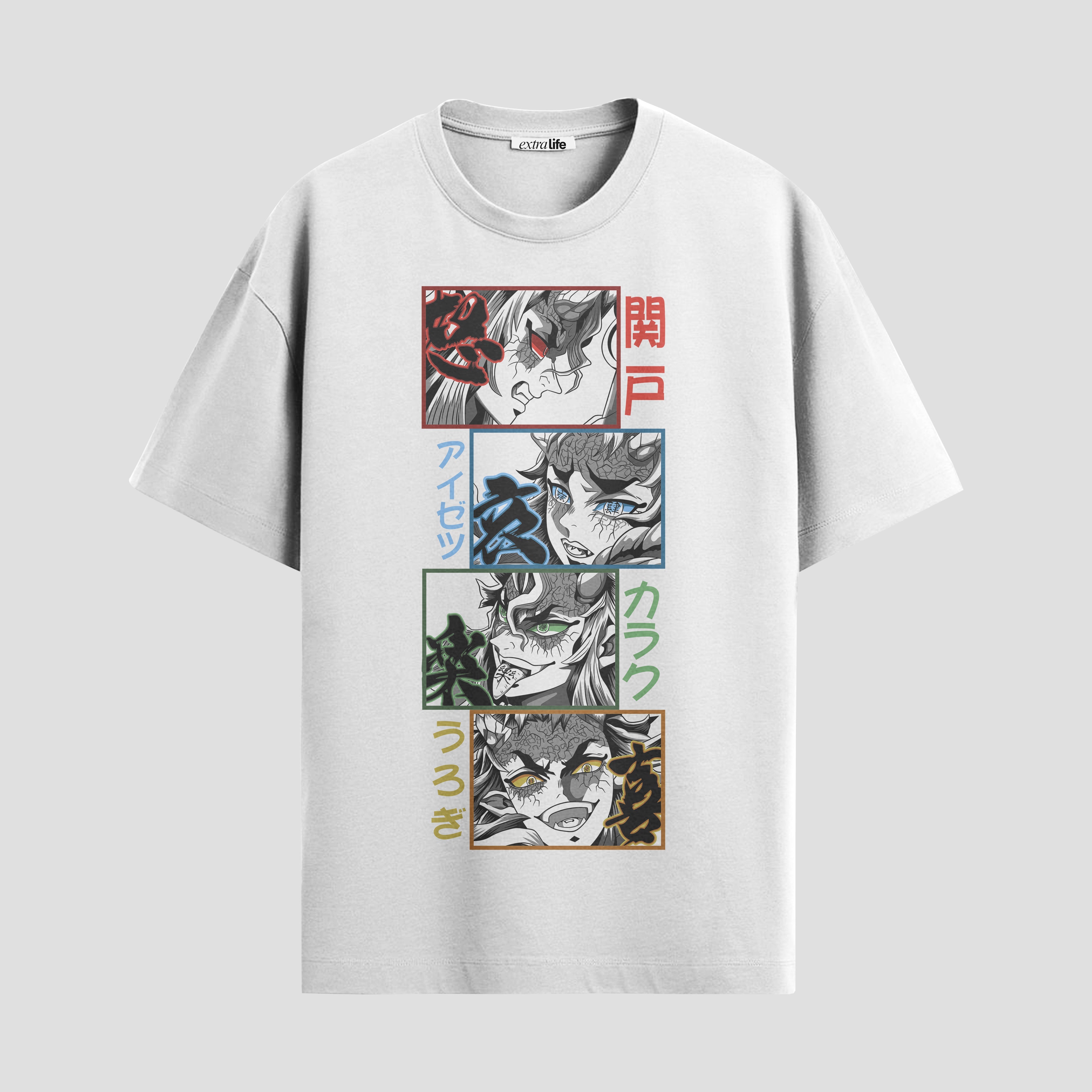 Playera urbana de anime y gaming ExtraLife MX, corte Standard Fit unisex ligero y transpirable en color Deep Black y Pure White, ropa de uso diario para gym y casual.