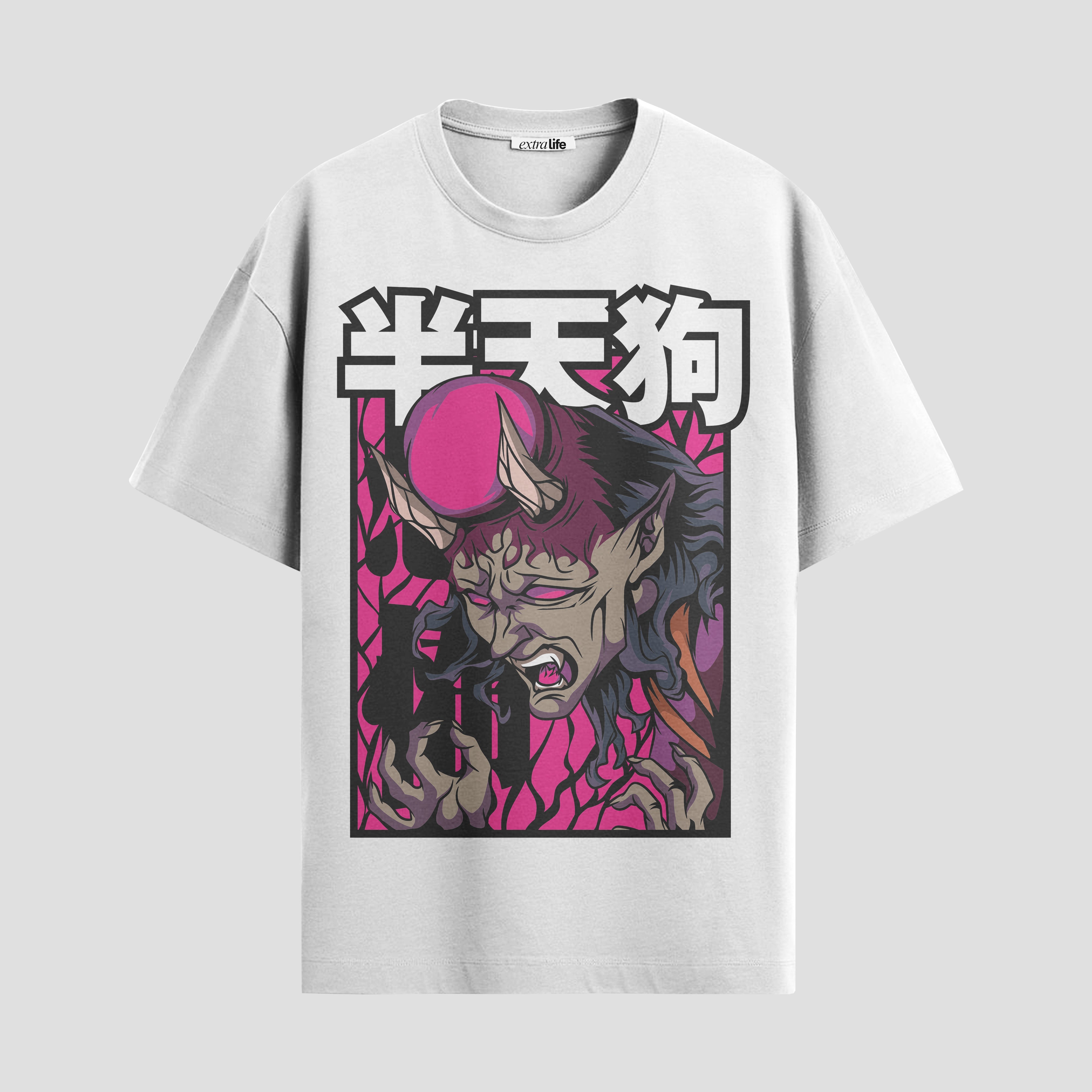Playera urbana de anime y gaming ExtraLife MX, corte Standard Fit unisex ligero y transpirable en color Deep Black y Pure White, ropa de uso diario para gym y casual.